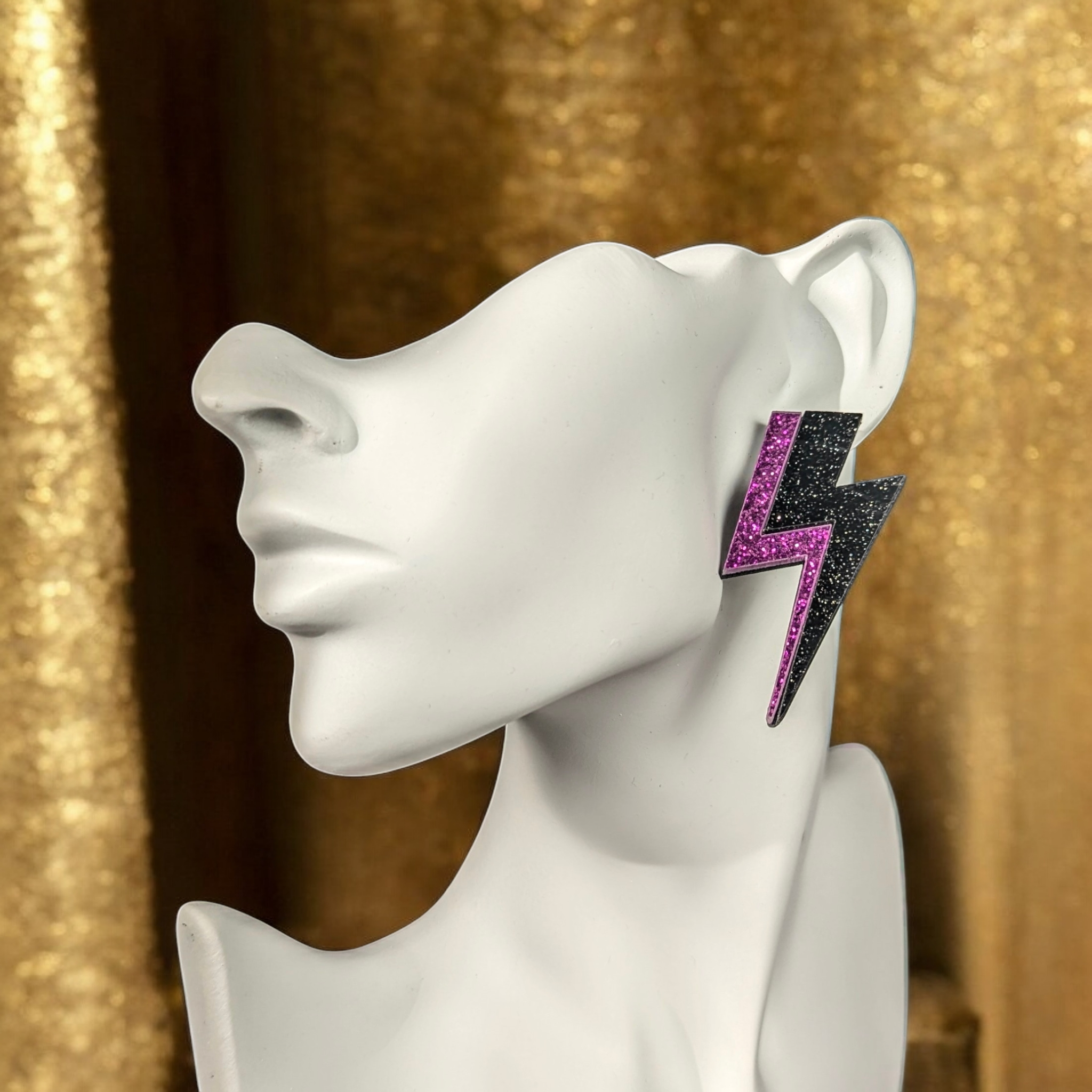 Boucles d'oreilles - Éclair noir et violet