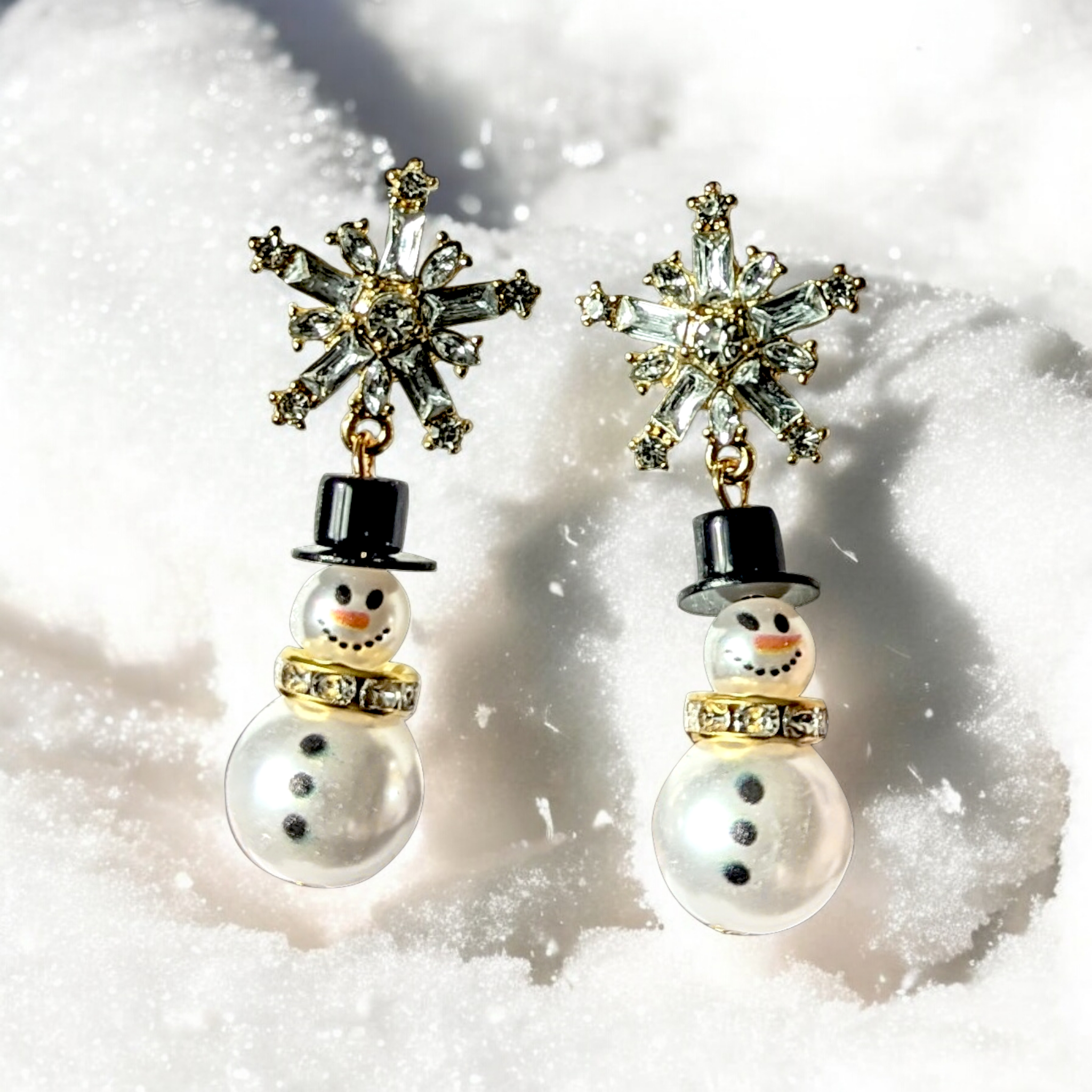 Boucles d'oreilles - Bonhomme de neige rondelette