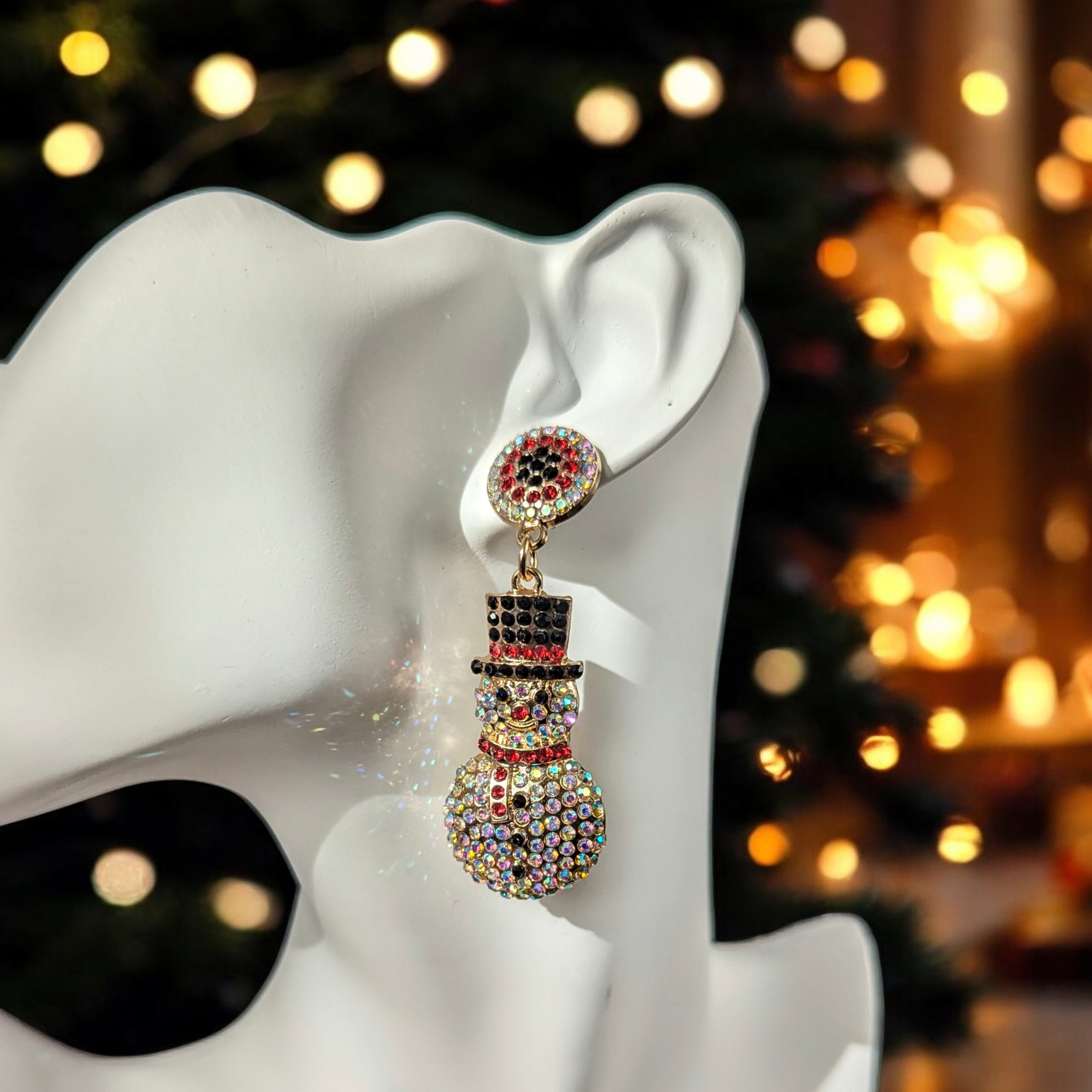 Boucles d'oreilles - Bonhomme de neige strass