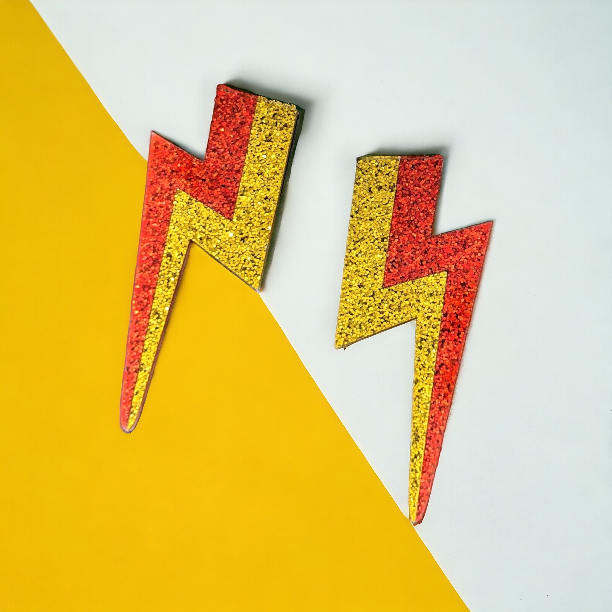 Boucles d'oreilles - Éclair rouge et or