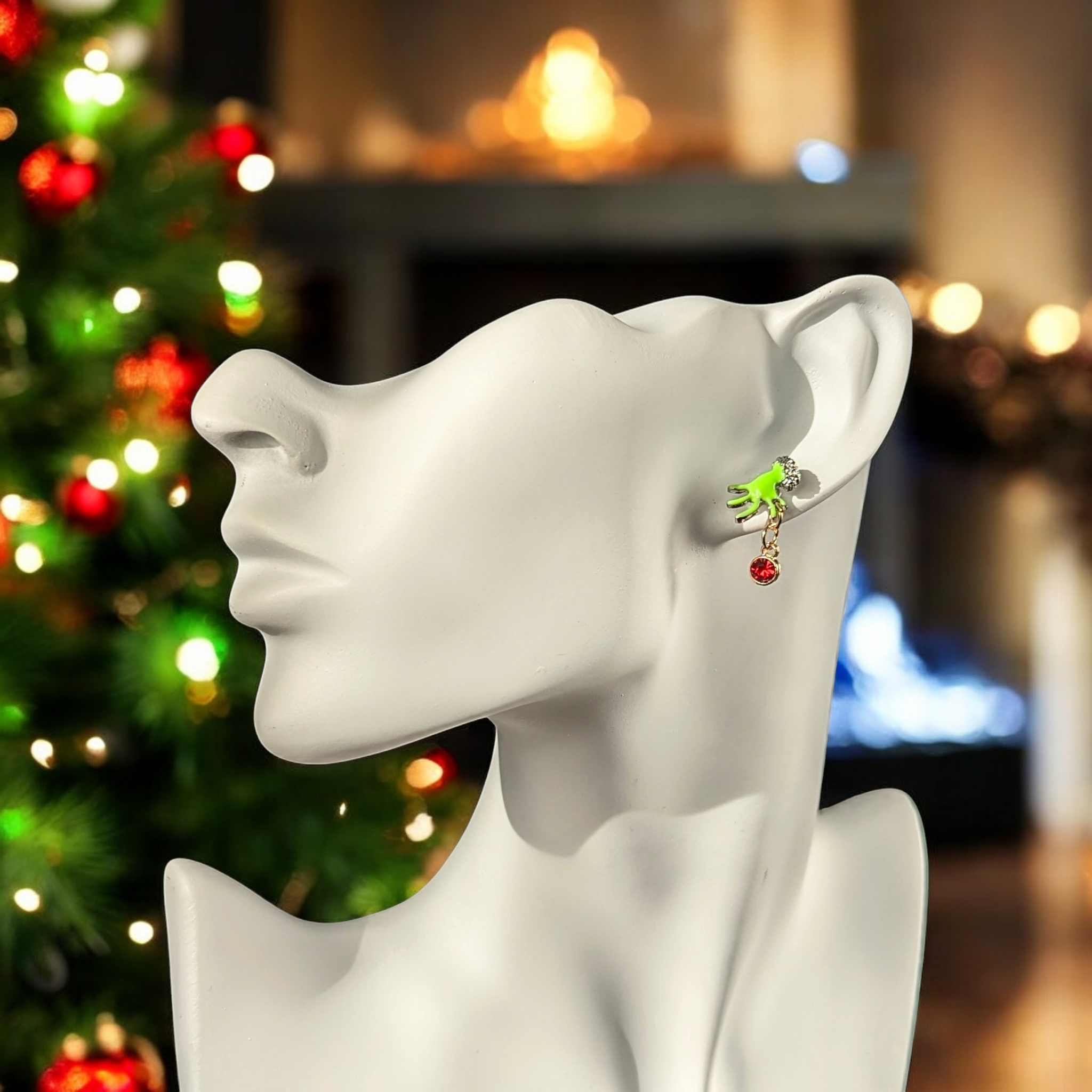 Boucles d'oreilles - Puce Grinch