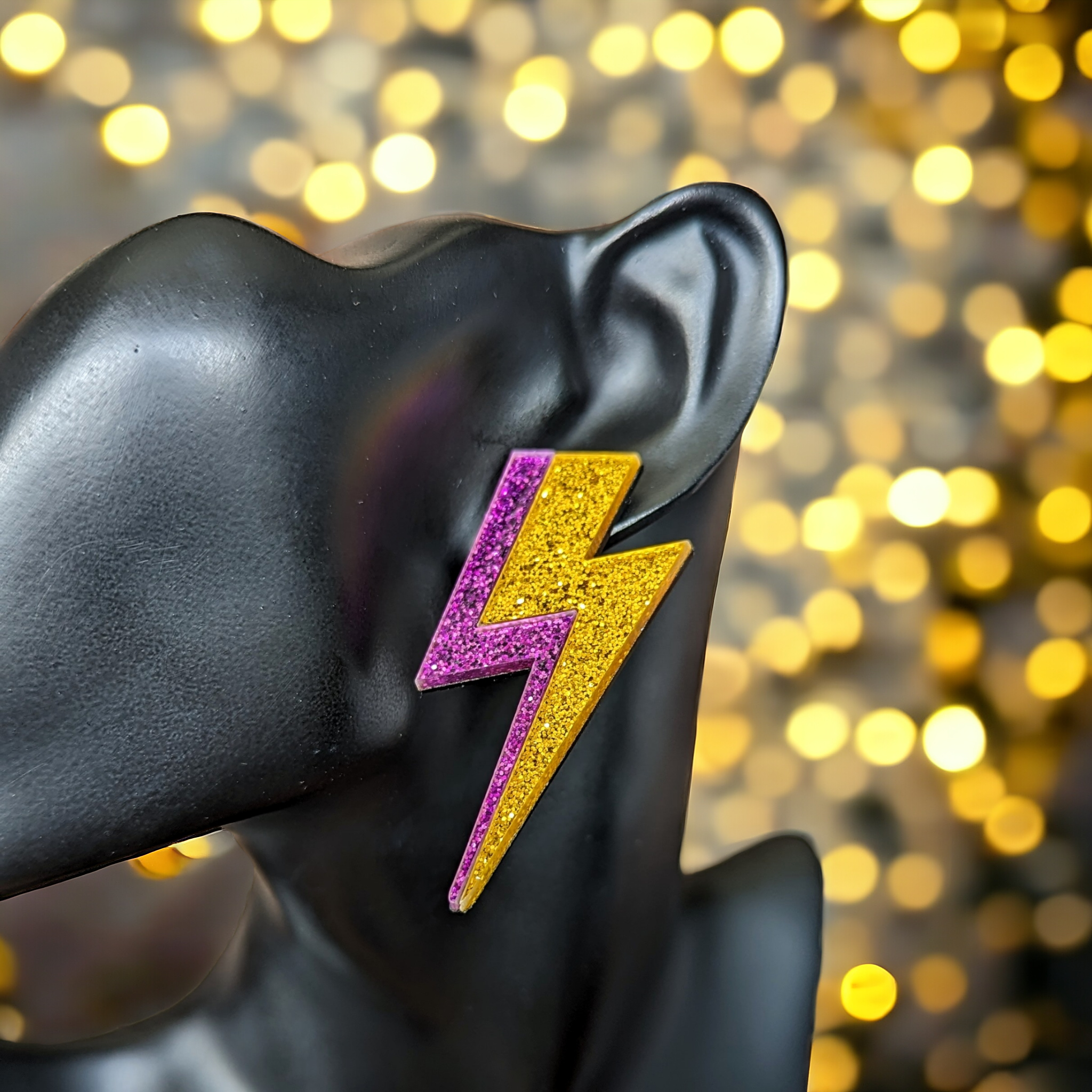 Boucles d'oreilles - Éclair or et violet