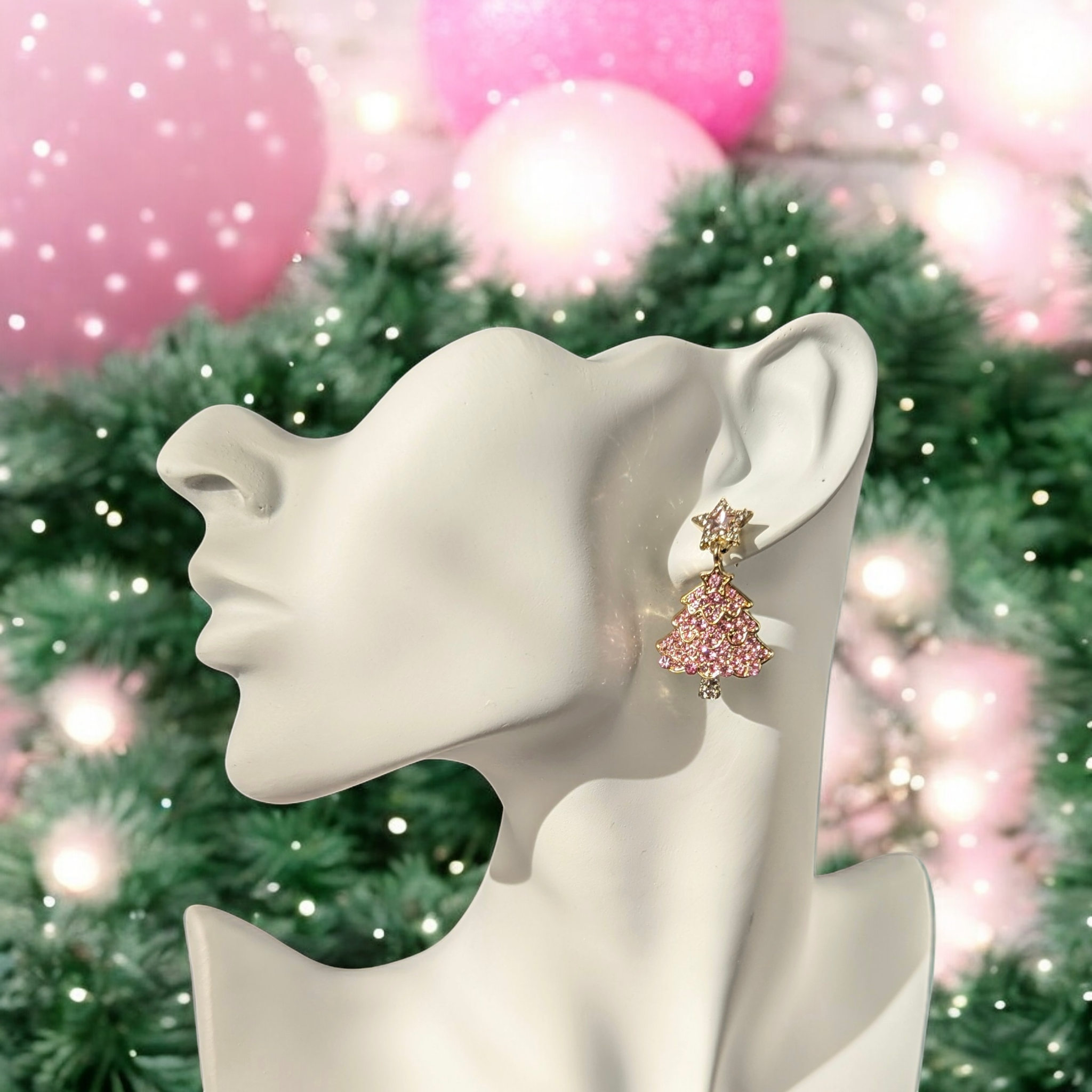 Boucles d'oreilles - Sapin rose