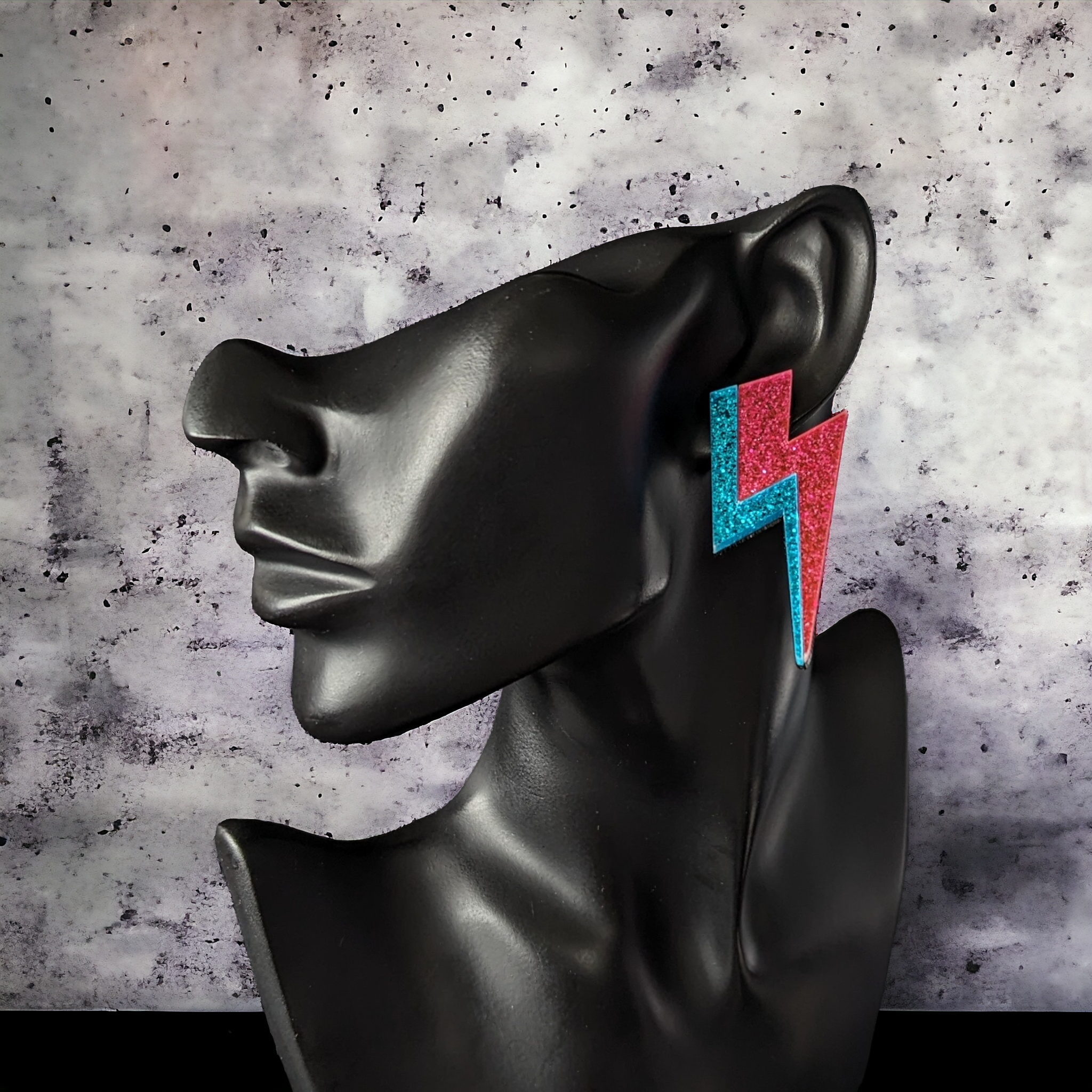 Boucles d'oreilles - Éclair Rose et bleu 80's