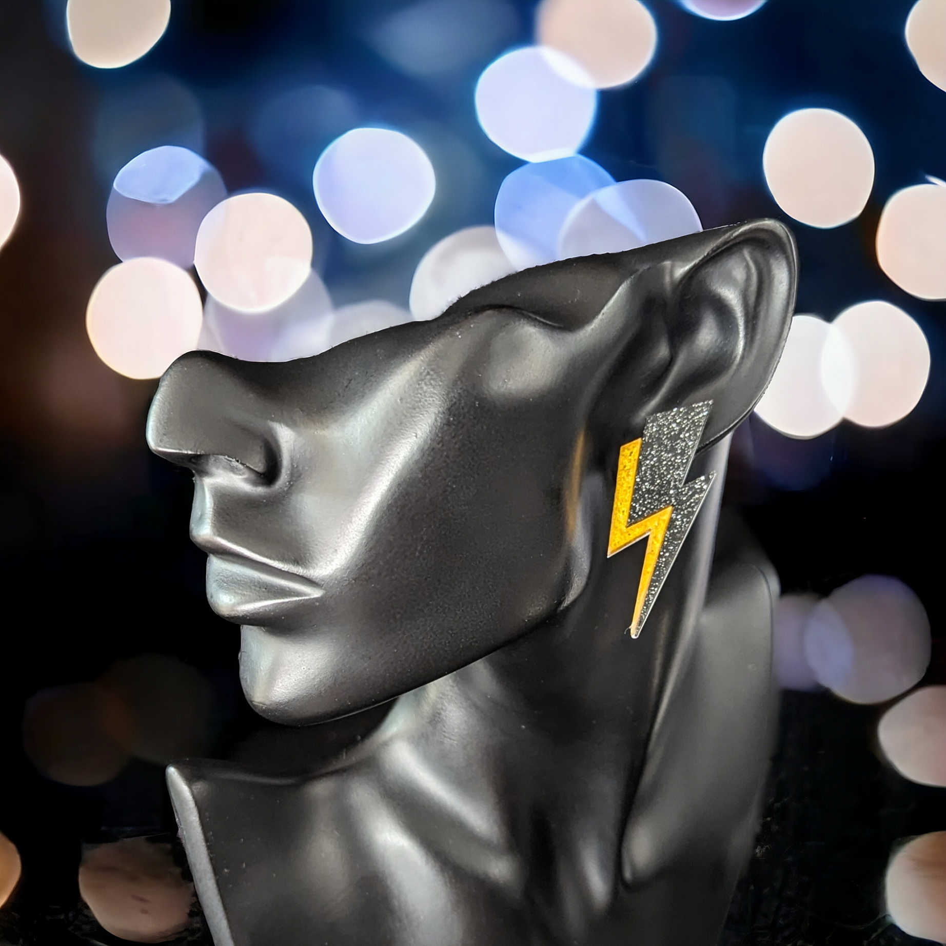 Boucles d'oreilles - Petit éclair noir et or