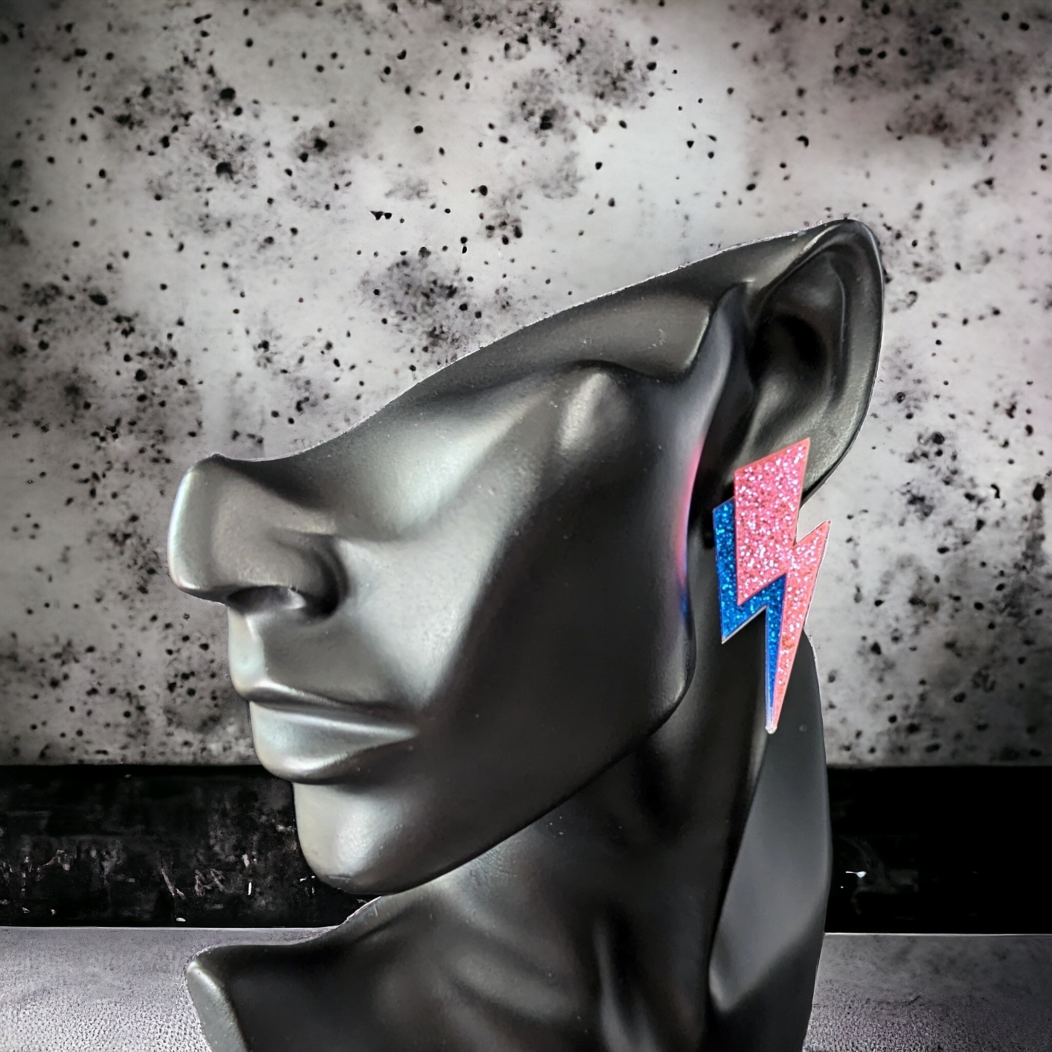 Boucles d'oreilles - Petit éclair rose et bleu