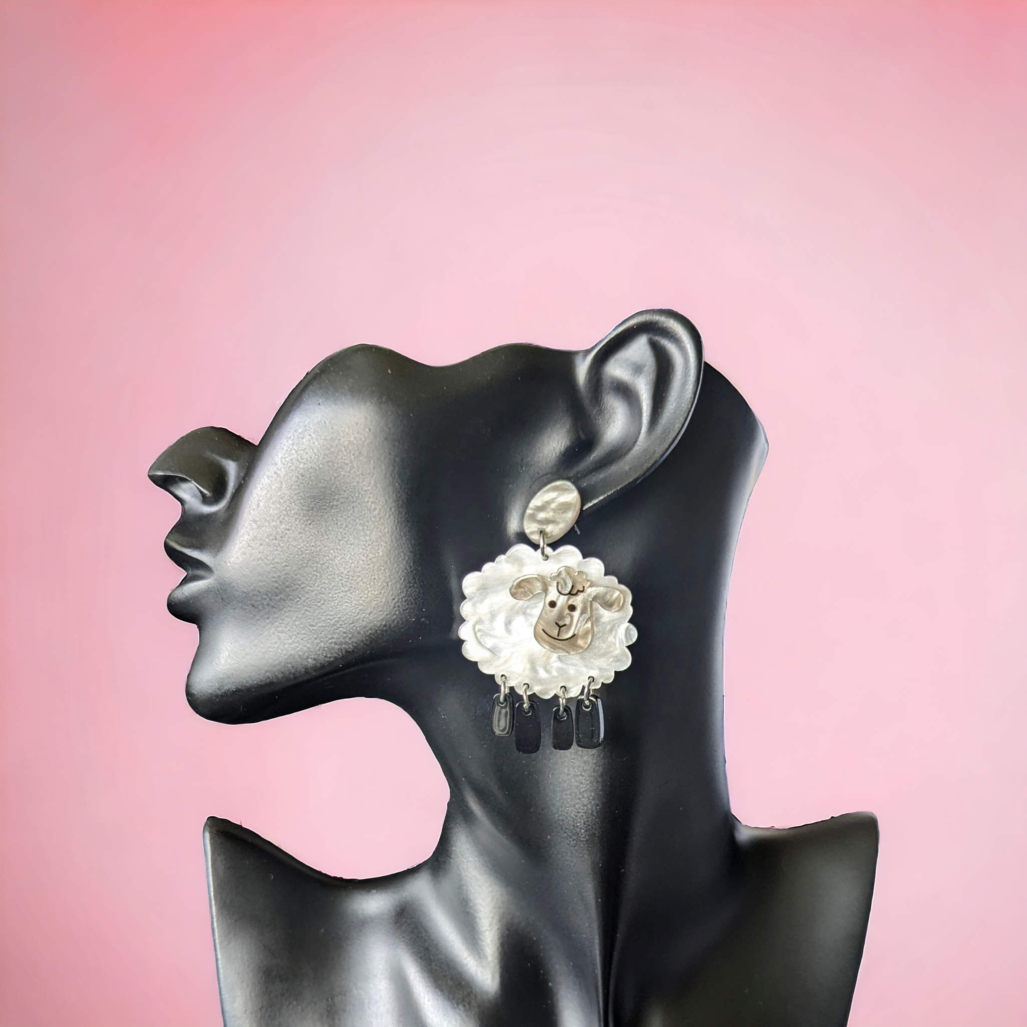 Boucles d'oreilles - Mouton blanc