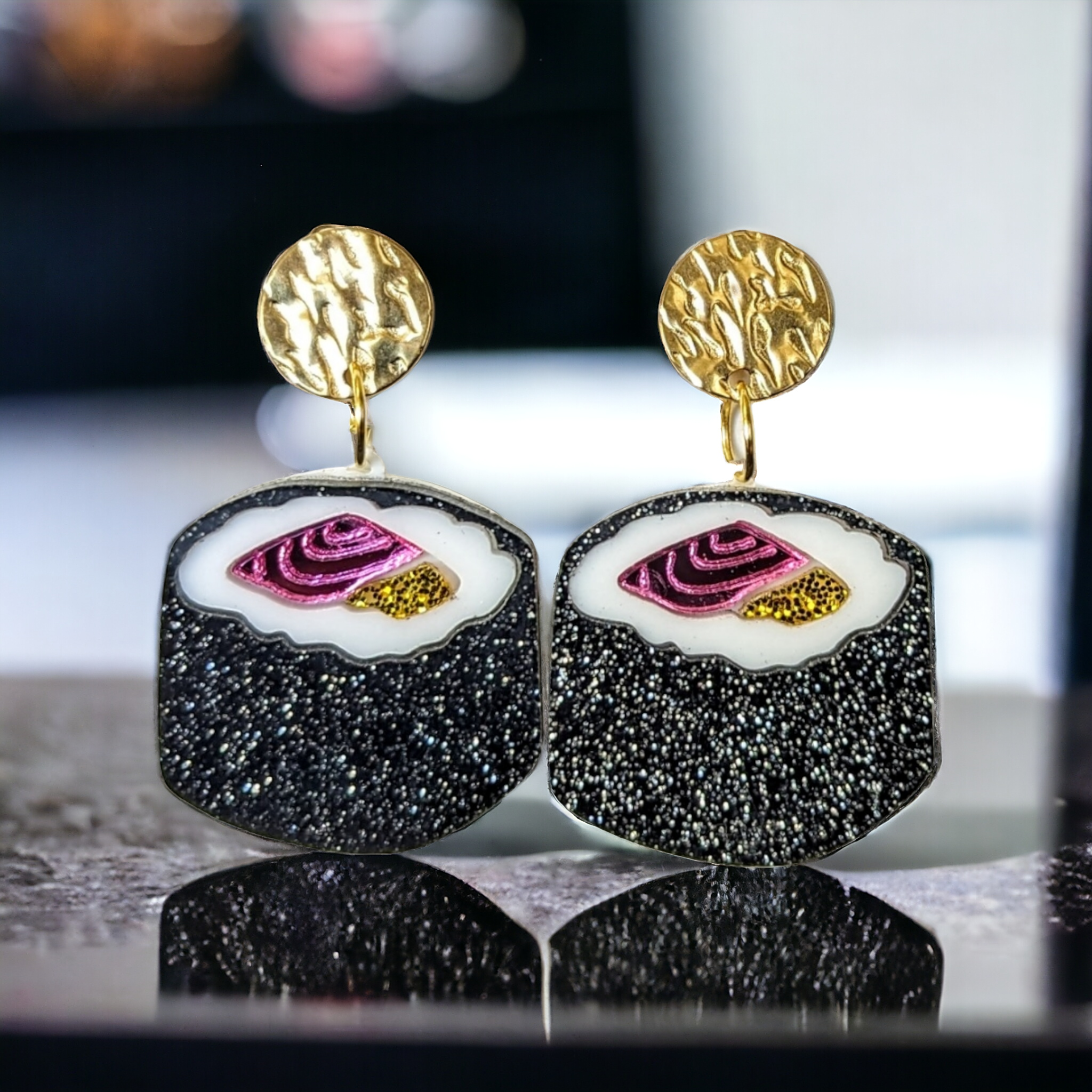 Boucles d'oreilles : Sushi maki