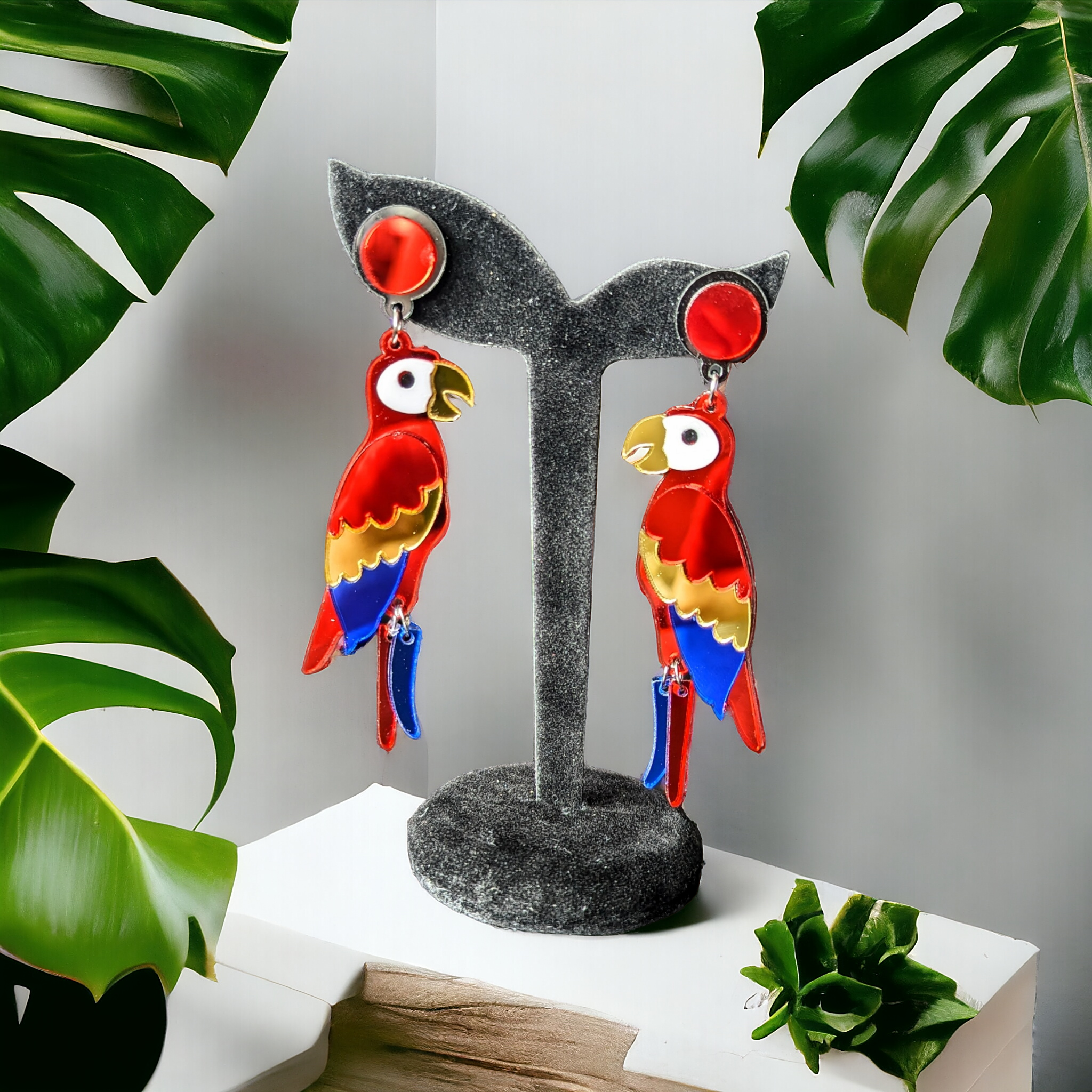 Boucles d'oreilles - Perroquet miroir