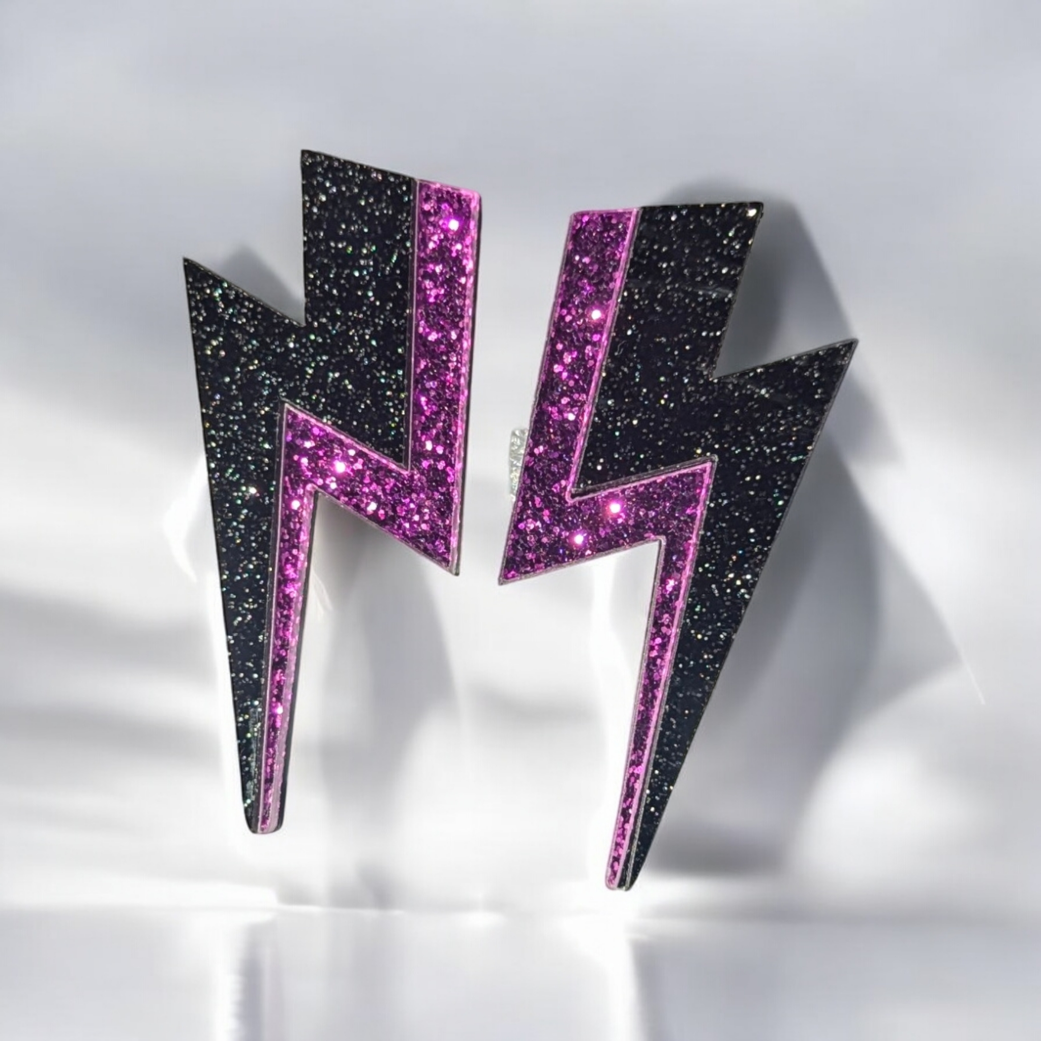 Boucles d'oreilles - Éclair noir et violet