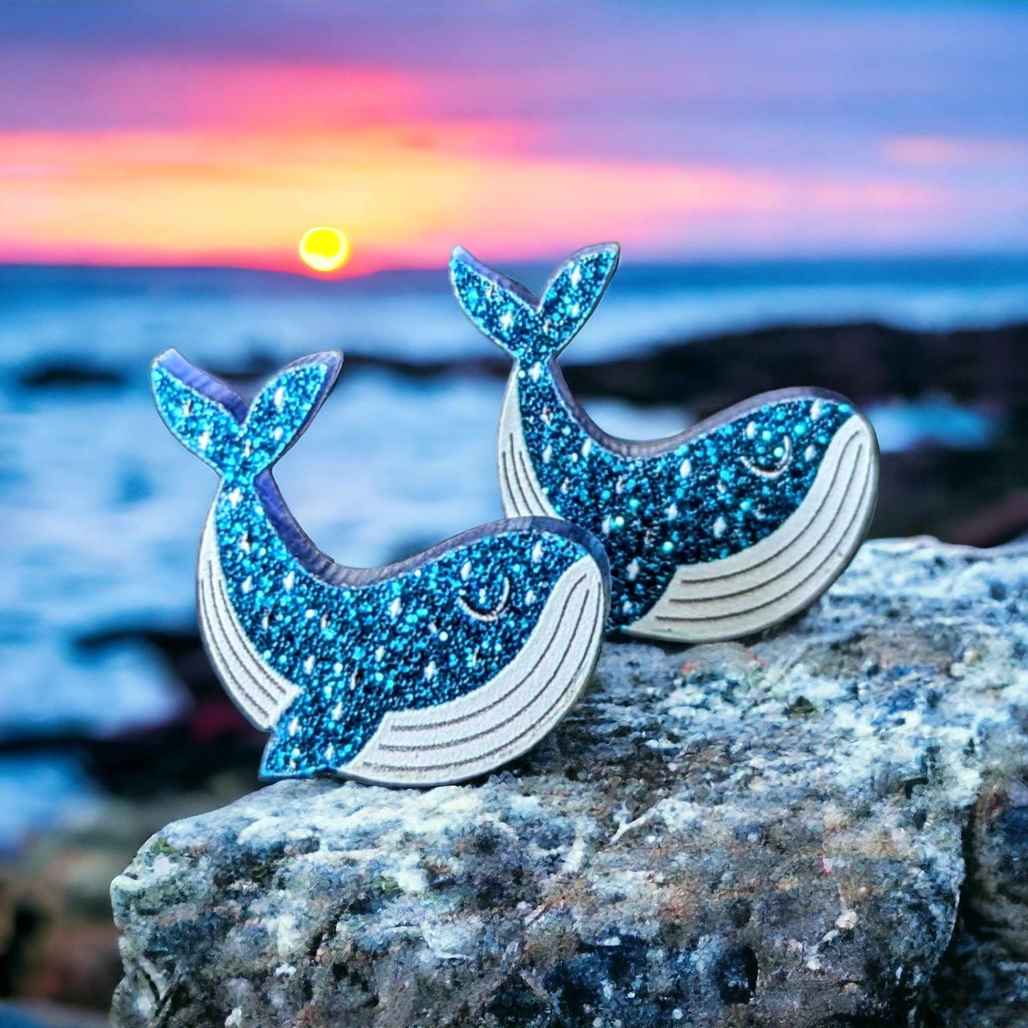Boucles d'oreilles - Baleine bleue