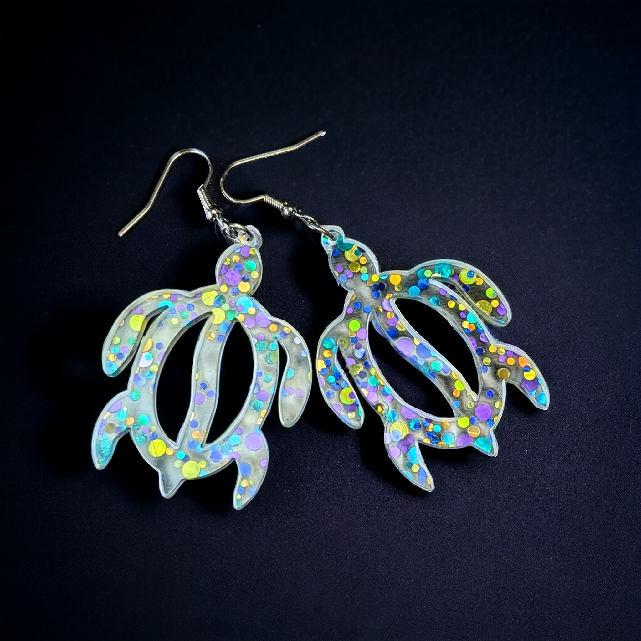 Boucles d'oreilles - Tortue paillette