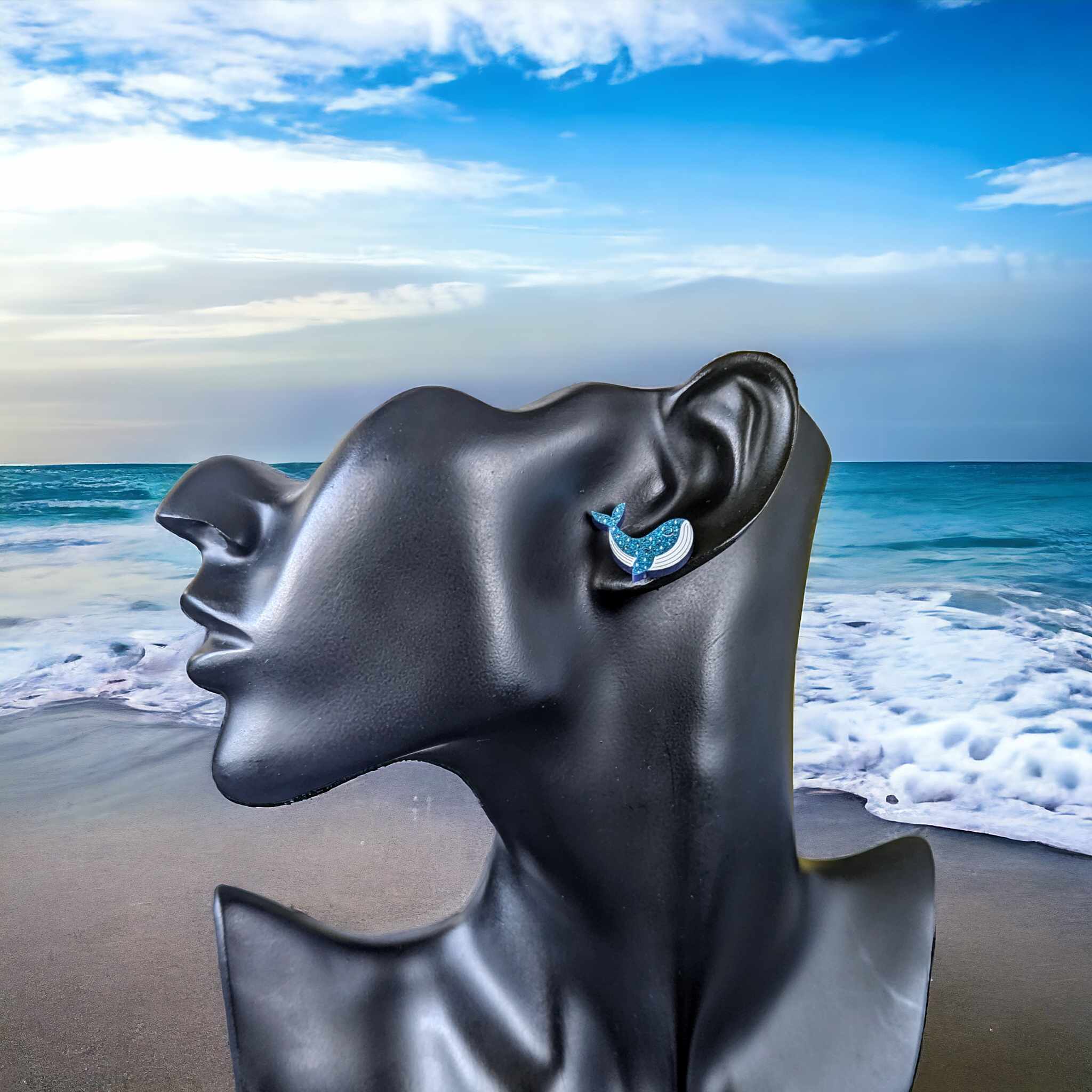 Boucles d'oreilles - Baleine bleue