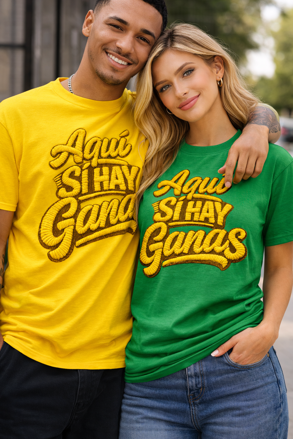 Camiseta Amarilla y verde unisex 'Aquí Sí Hay Ganas'