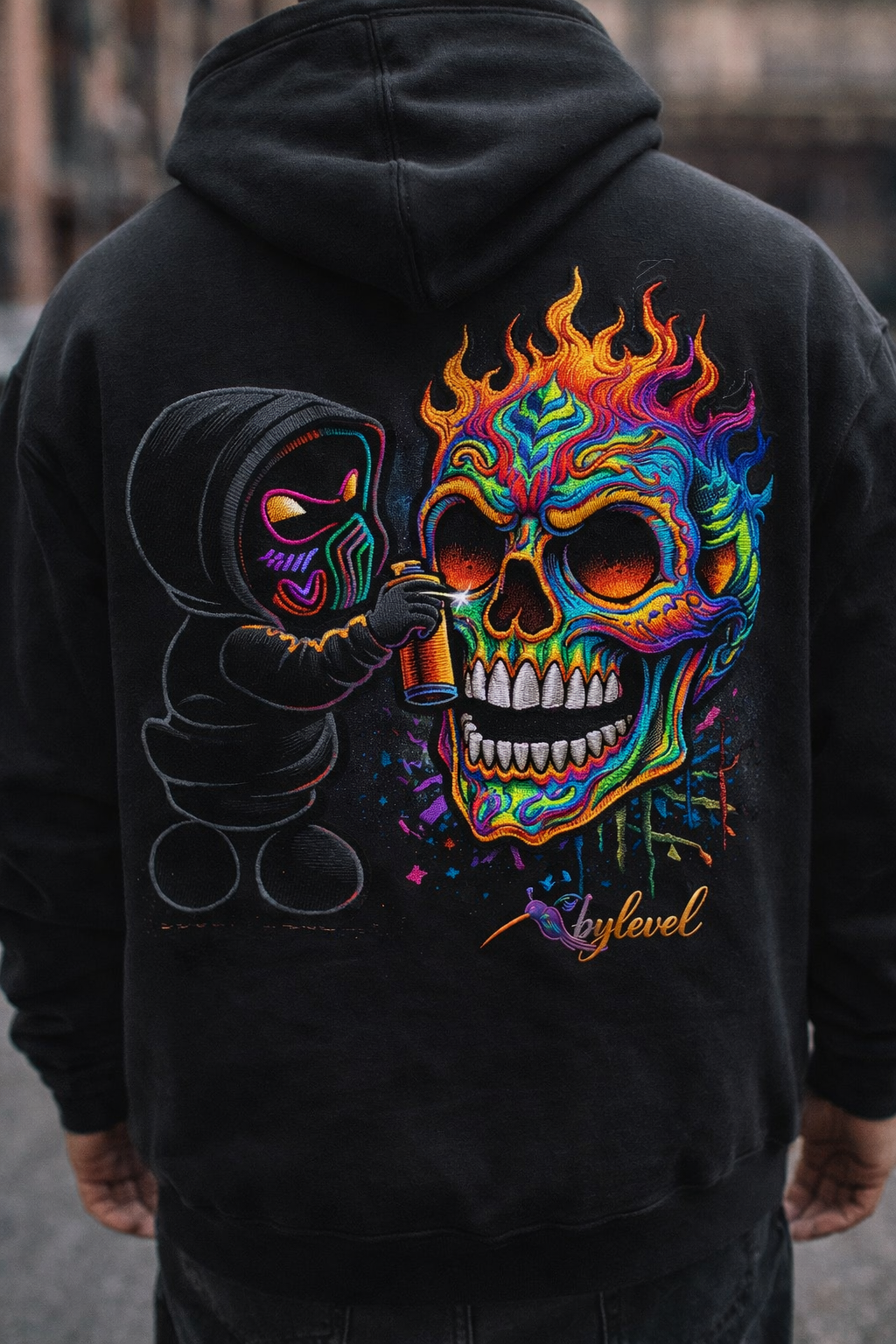 Sudadera con capucha calavera psicodélica