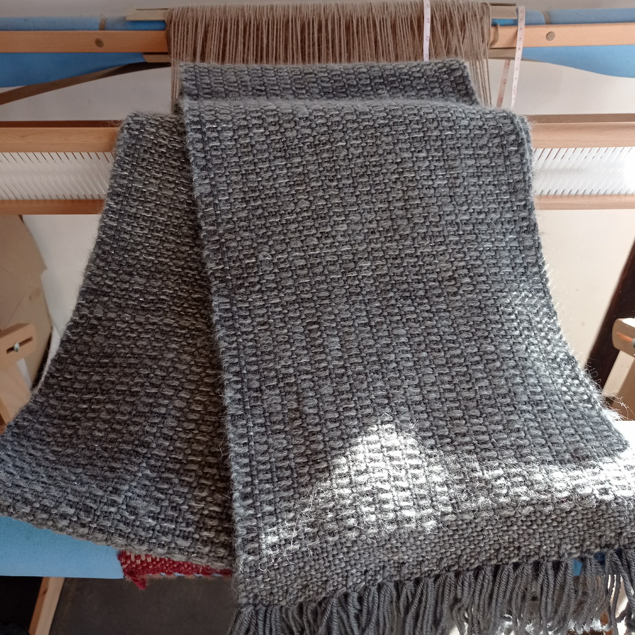 Echarpe tissée à la main, merinos mohair