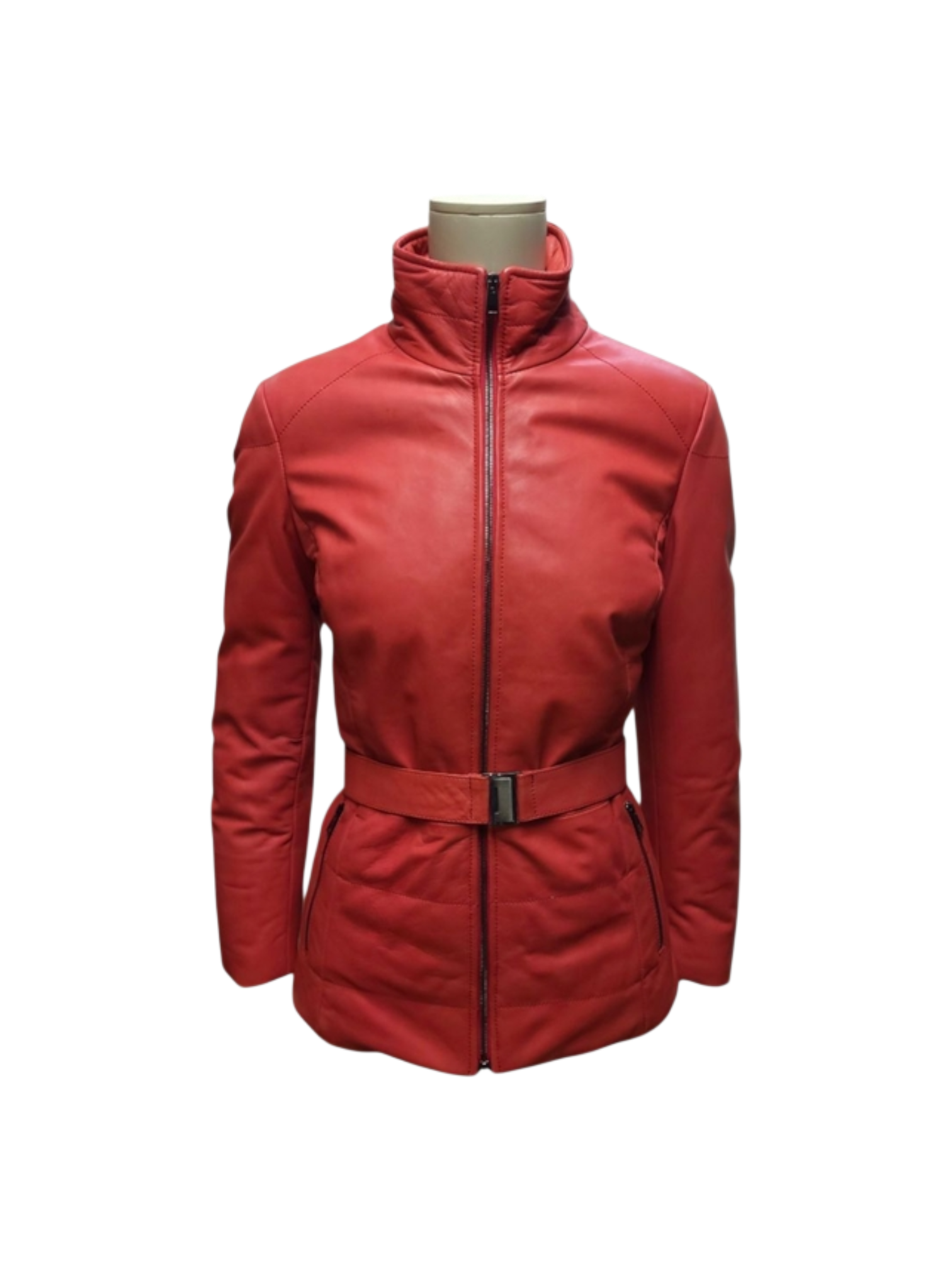 Piumino in Pelle Rossa