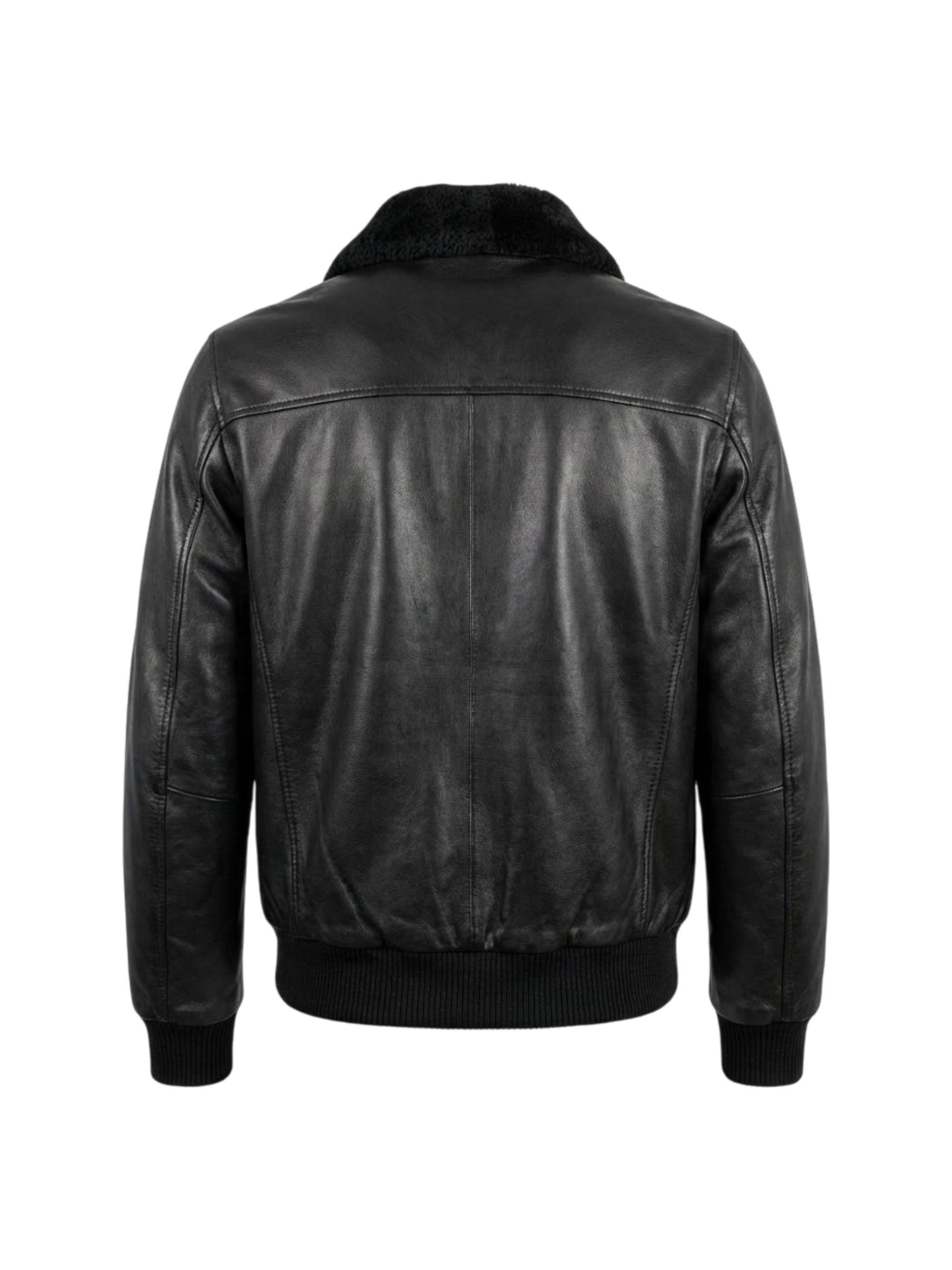 Giubbino Aviatore Imbottito in Pelle Nera