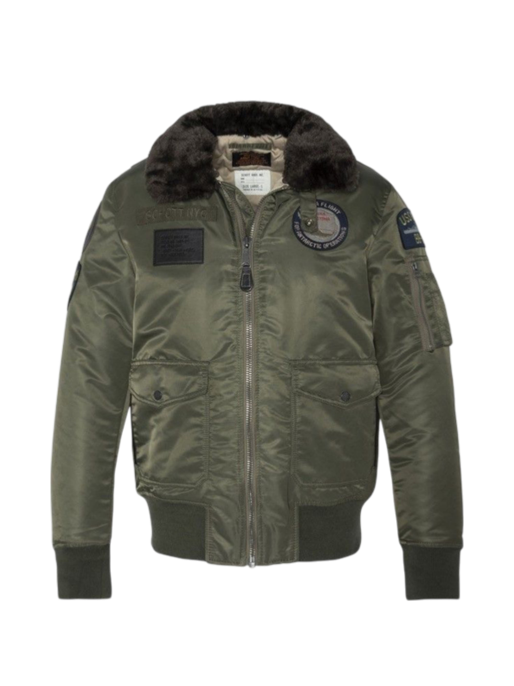 Bomber Jacket Schott OHARAVINT-RS Army Khaki