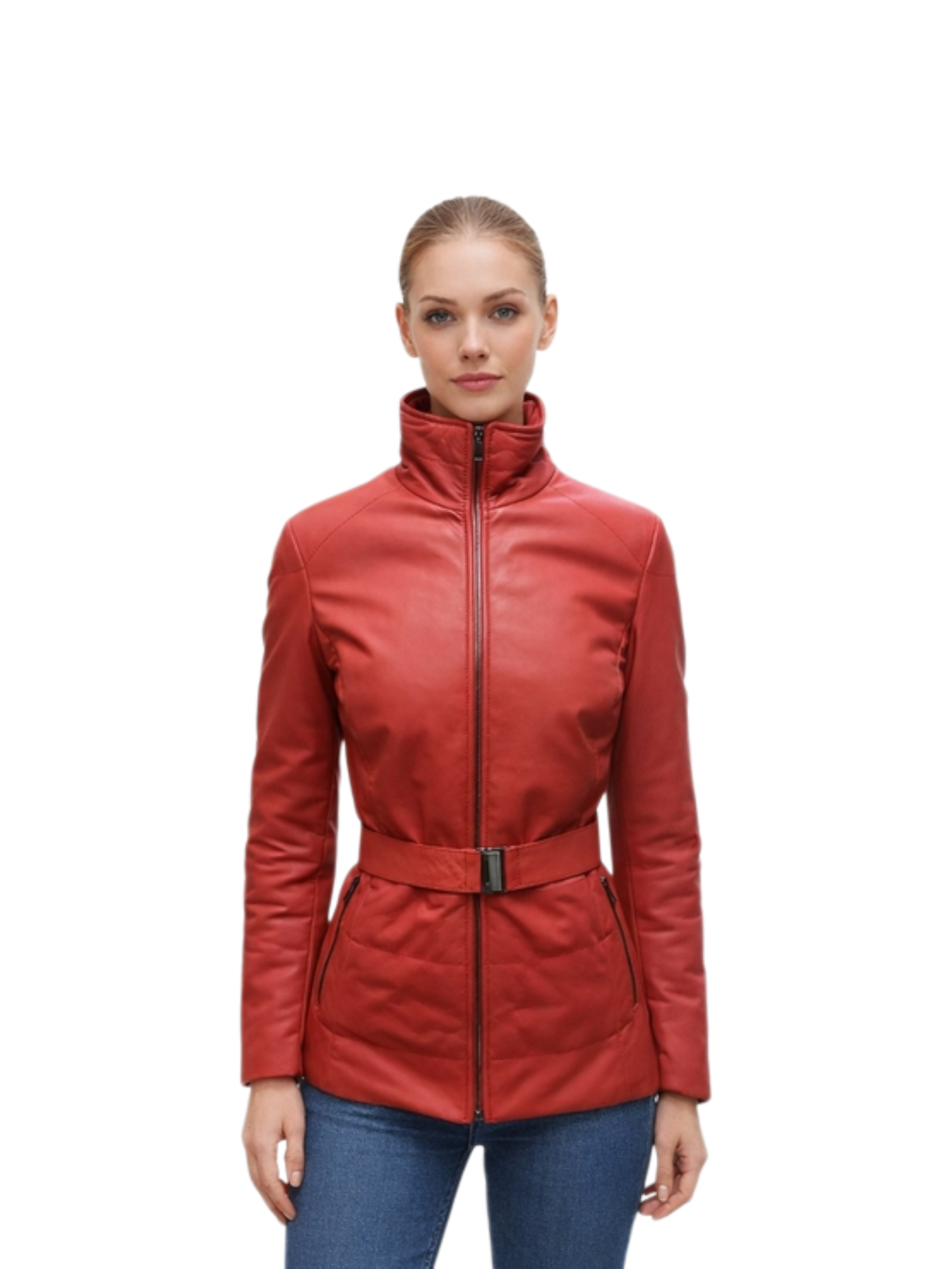 Piumino in Pelle Rossa