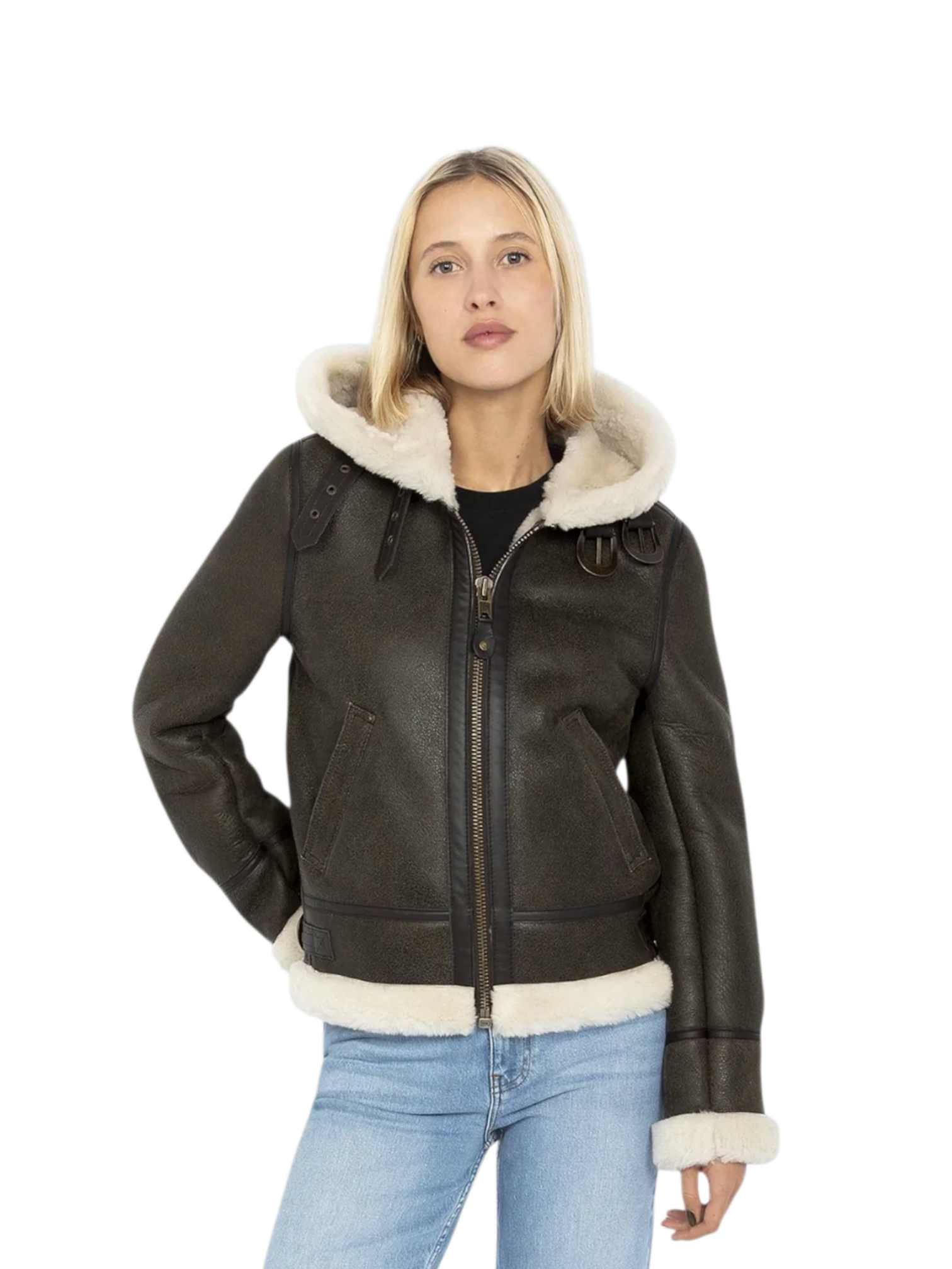 Montone Schott LCW1257H Brown con Cappuccio