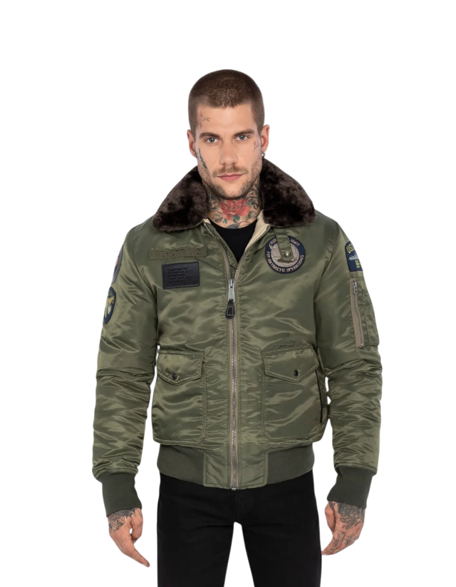 Bomber Jacket Schott OHARAVINT-RS Army Khaki