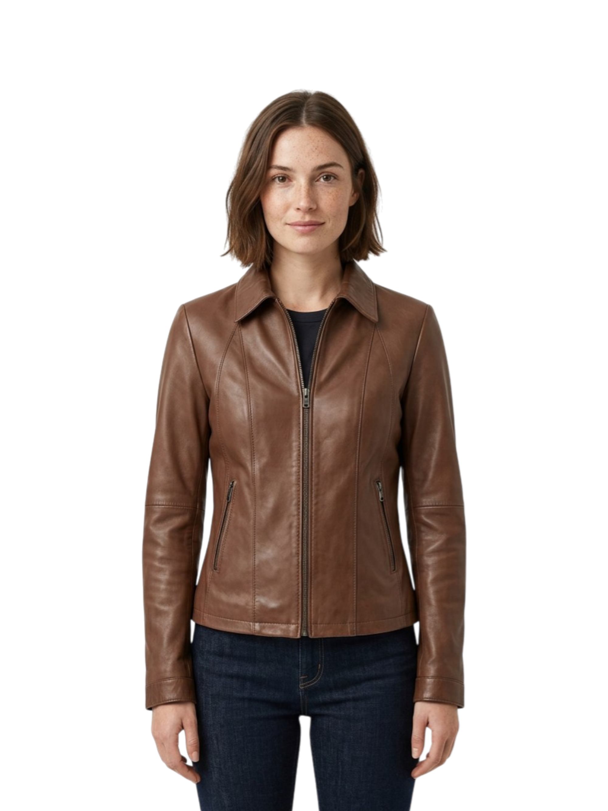 Giubbino Pelle Collo Camicia Cioccolato