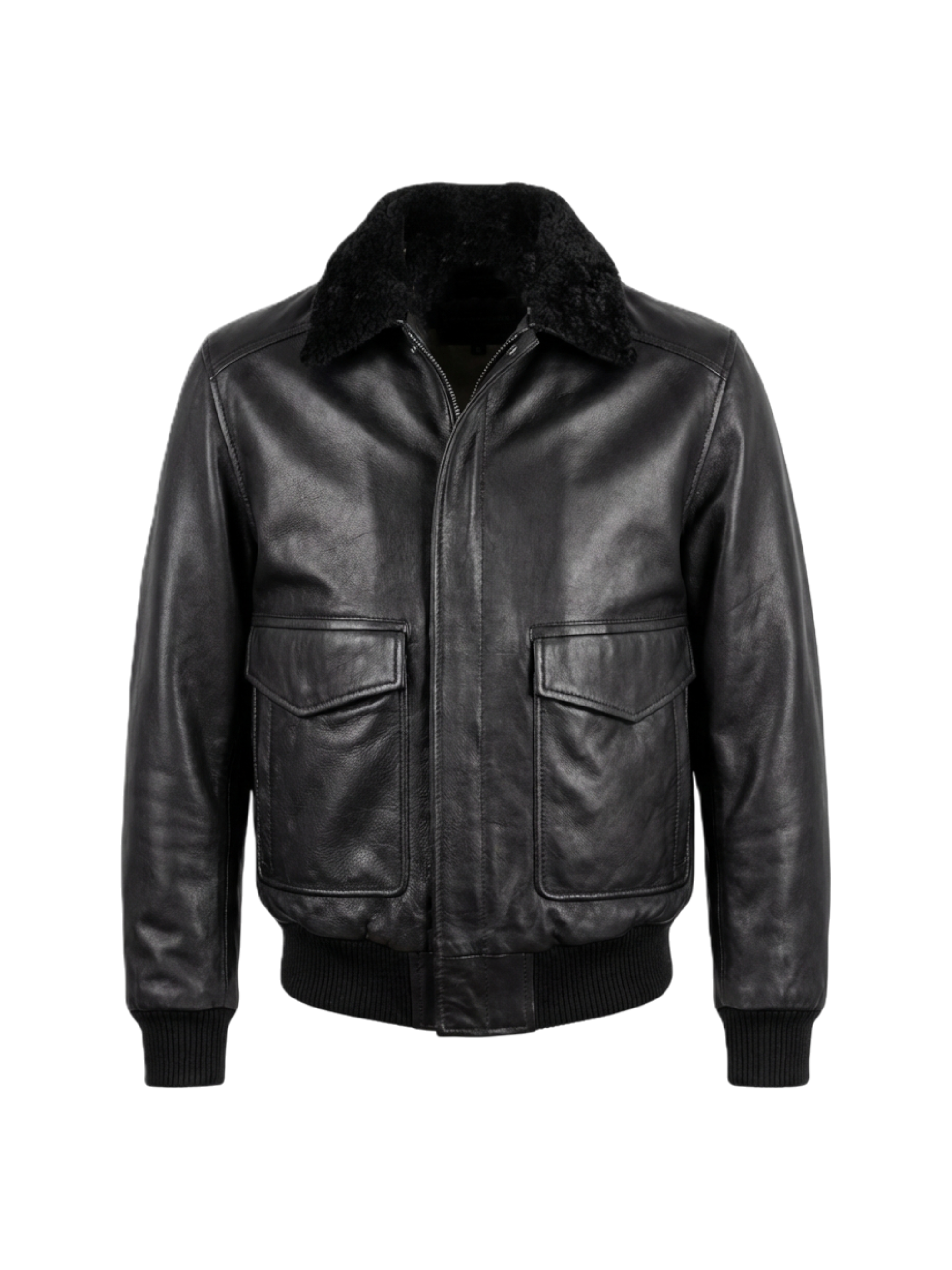 Giubbino Aviatore Imbottito in Pelle Nera