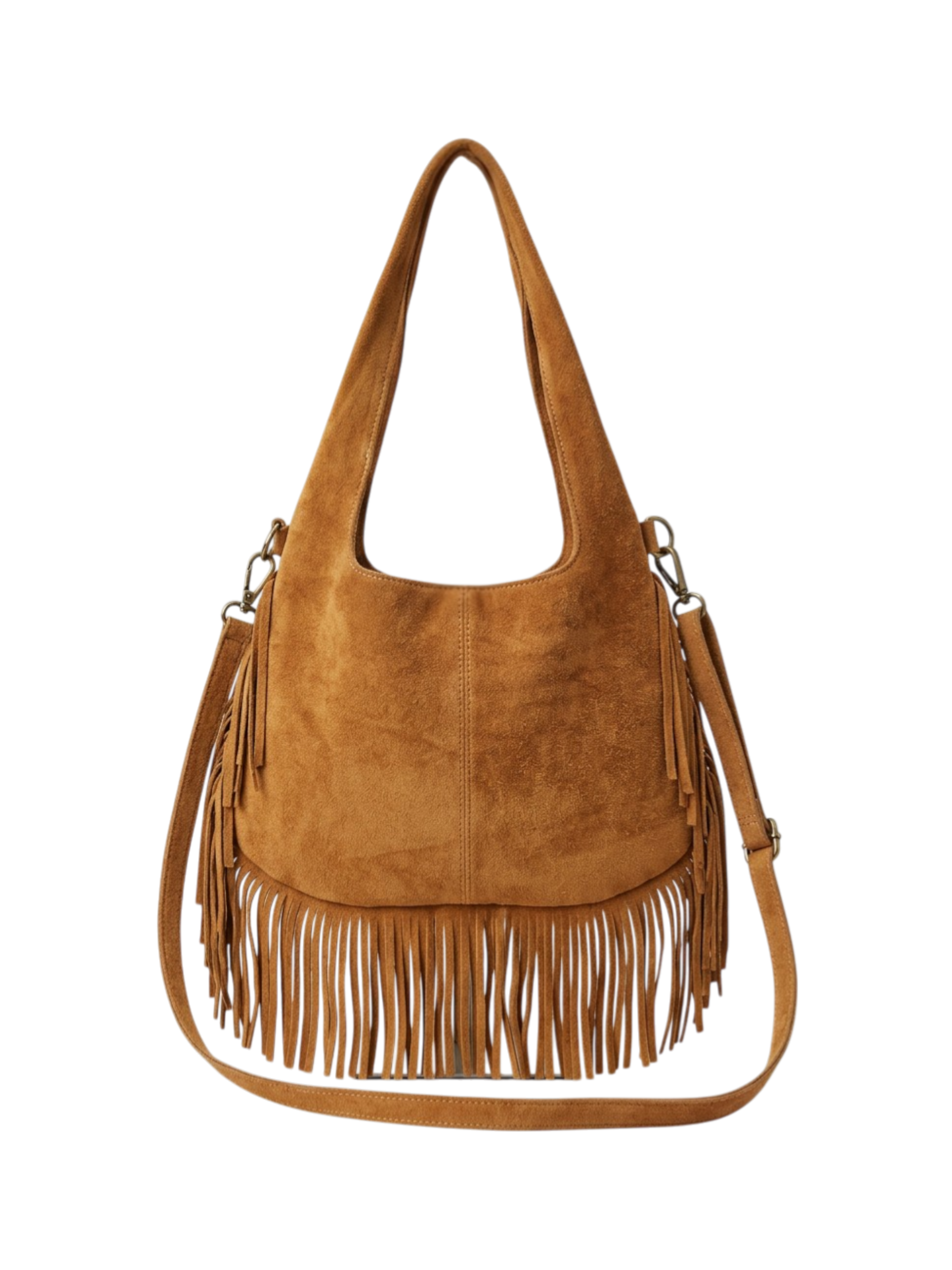 Borsa Hobo in Camoscio con Frange