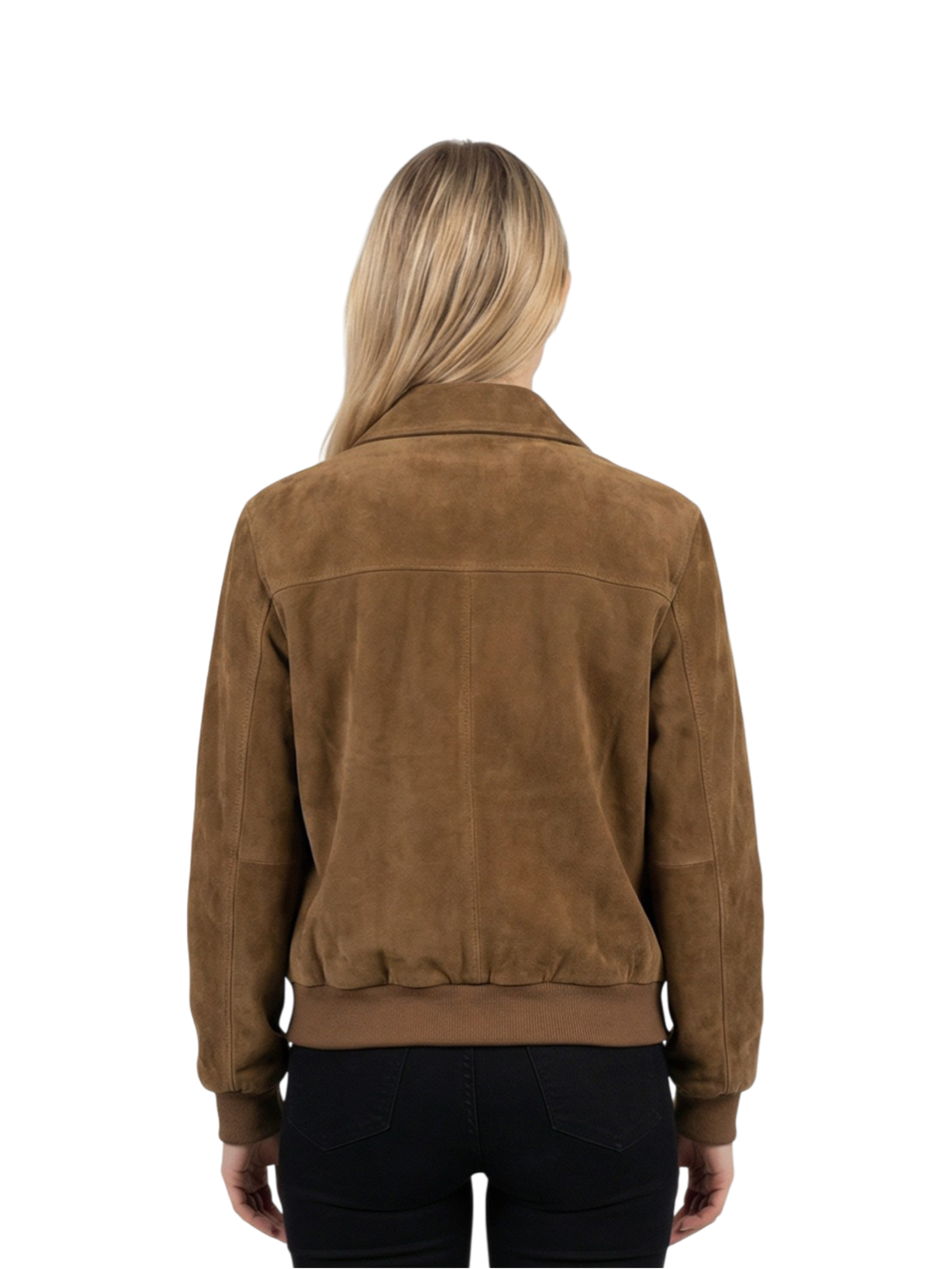 Bomber in Camoscio Collo Camicia Khaki