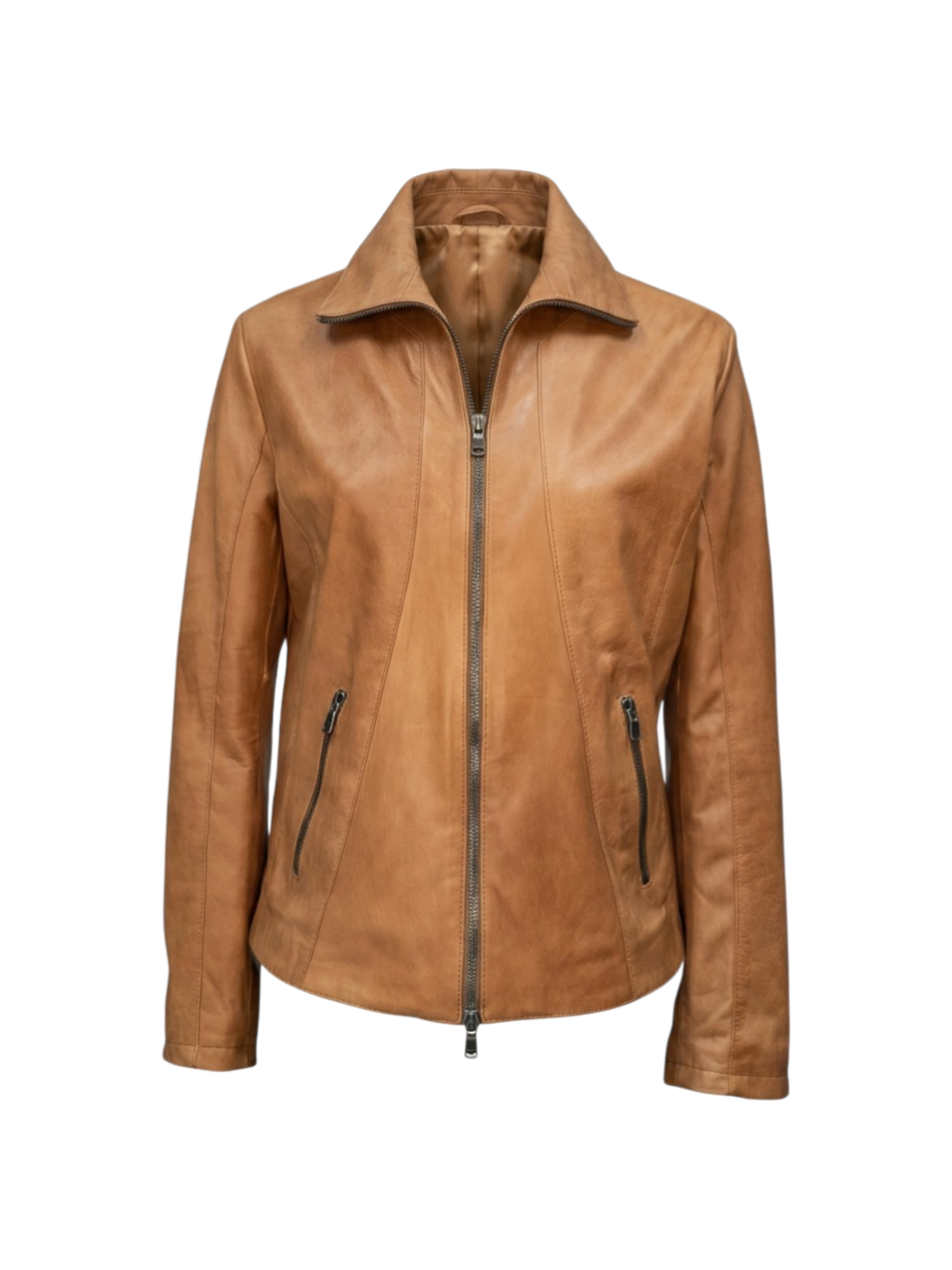 Giubbino in Pelle Tamponata Cuoio mod Laura