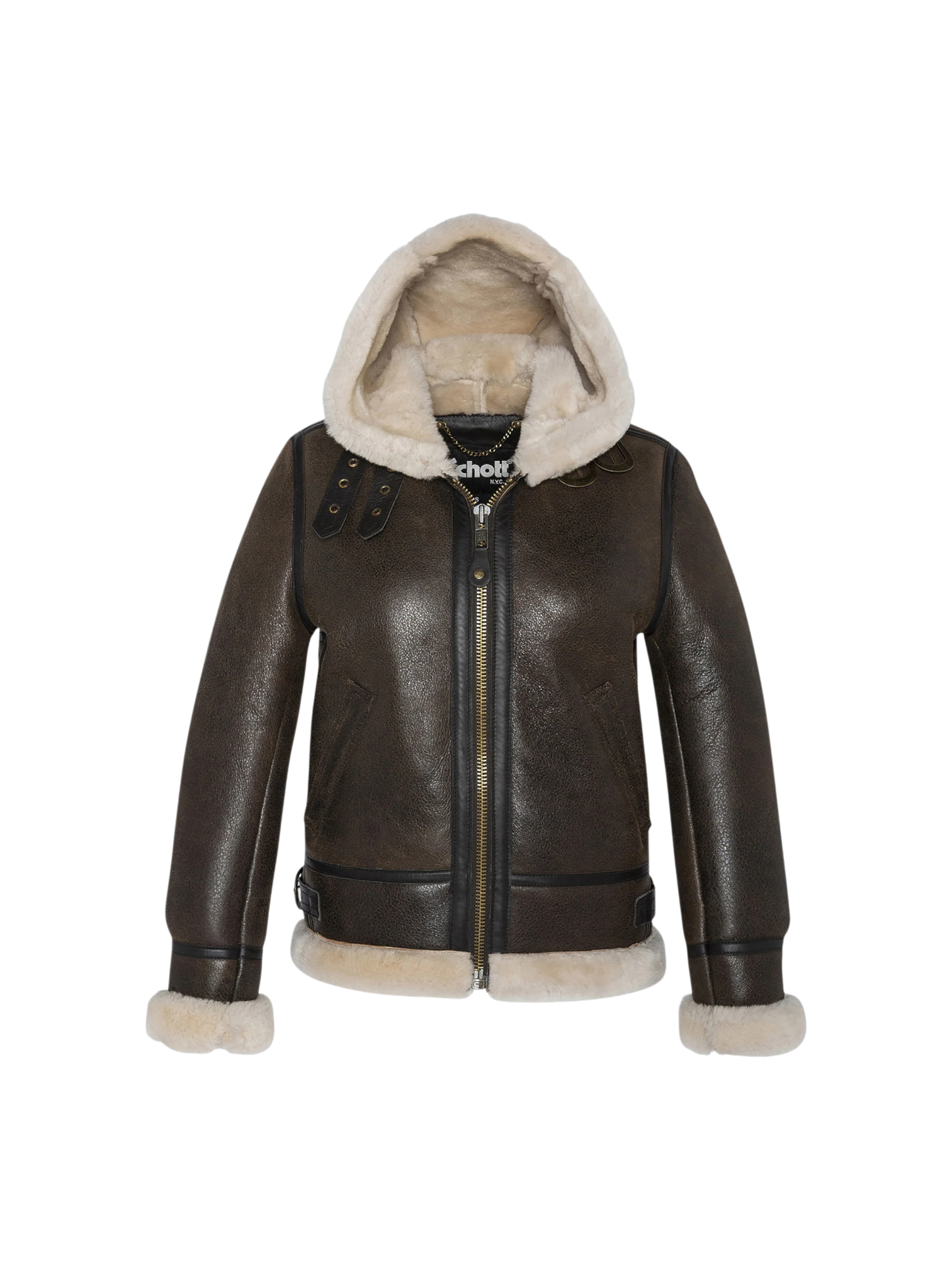 Montone Schott LCW1257H Brown con Cappuccio