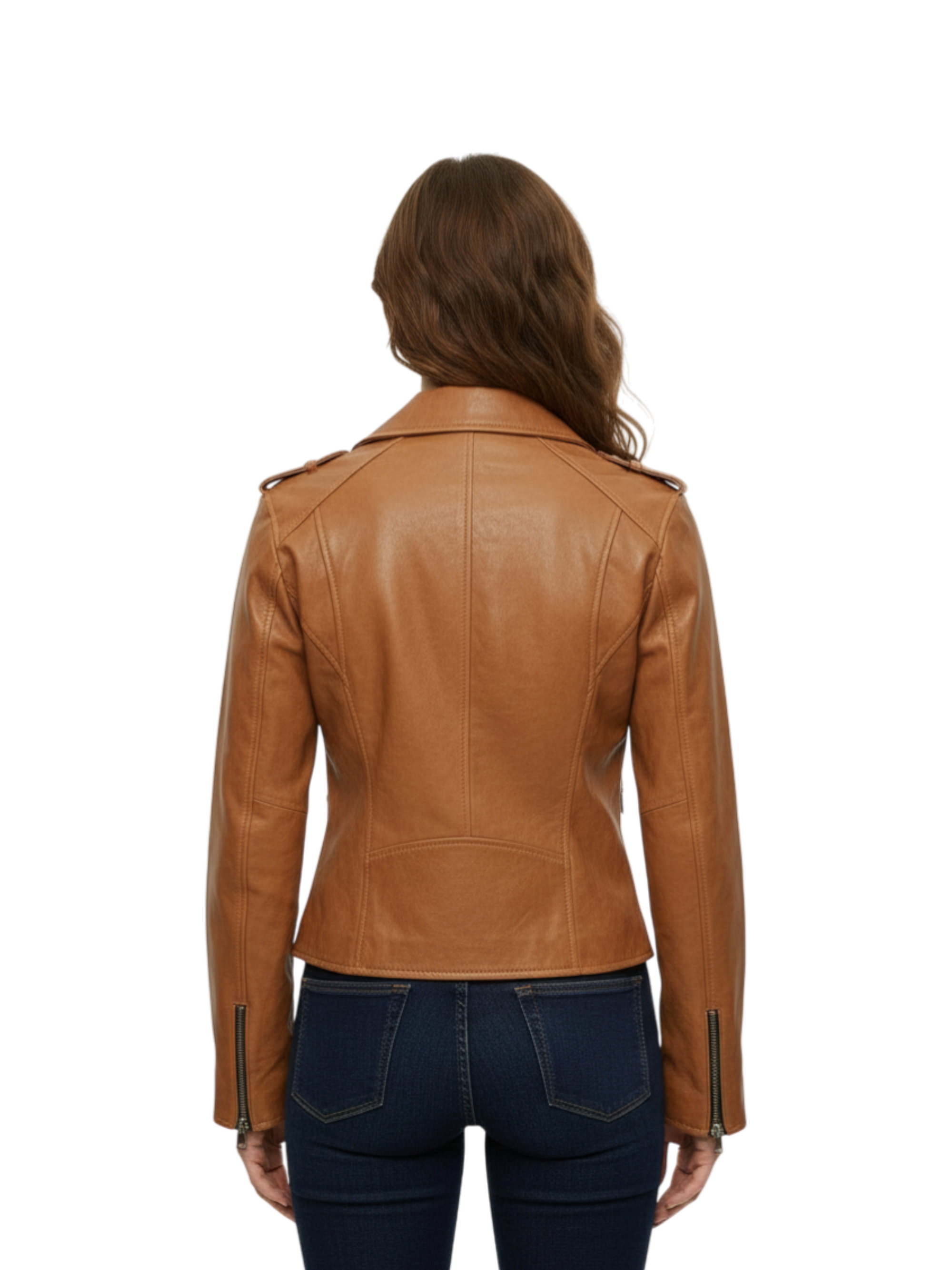 Giacca Chiodo color Cuoio Washed