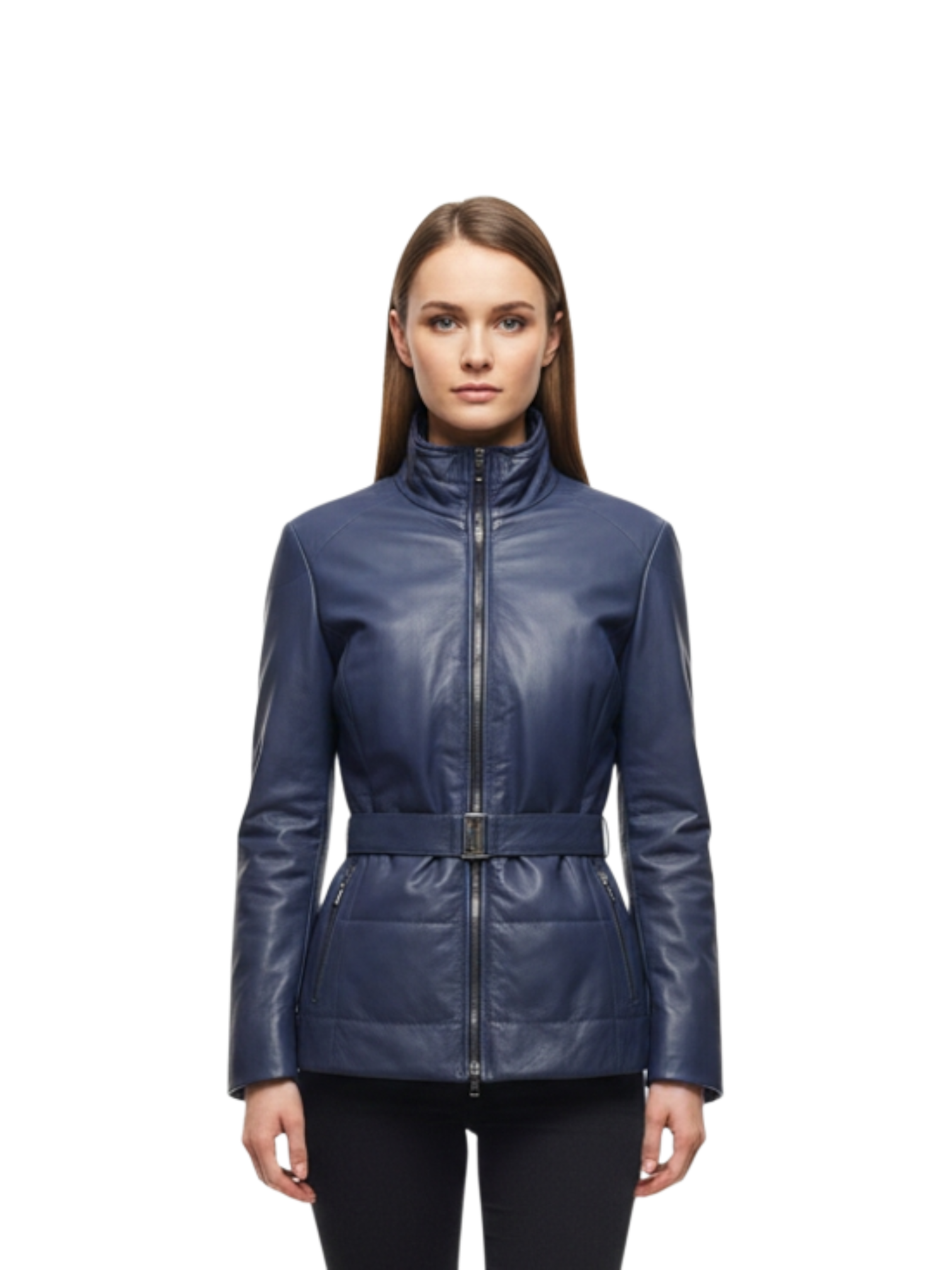 Piumino in Pelle Blu