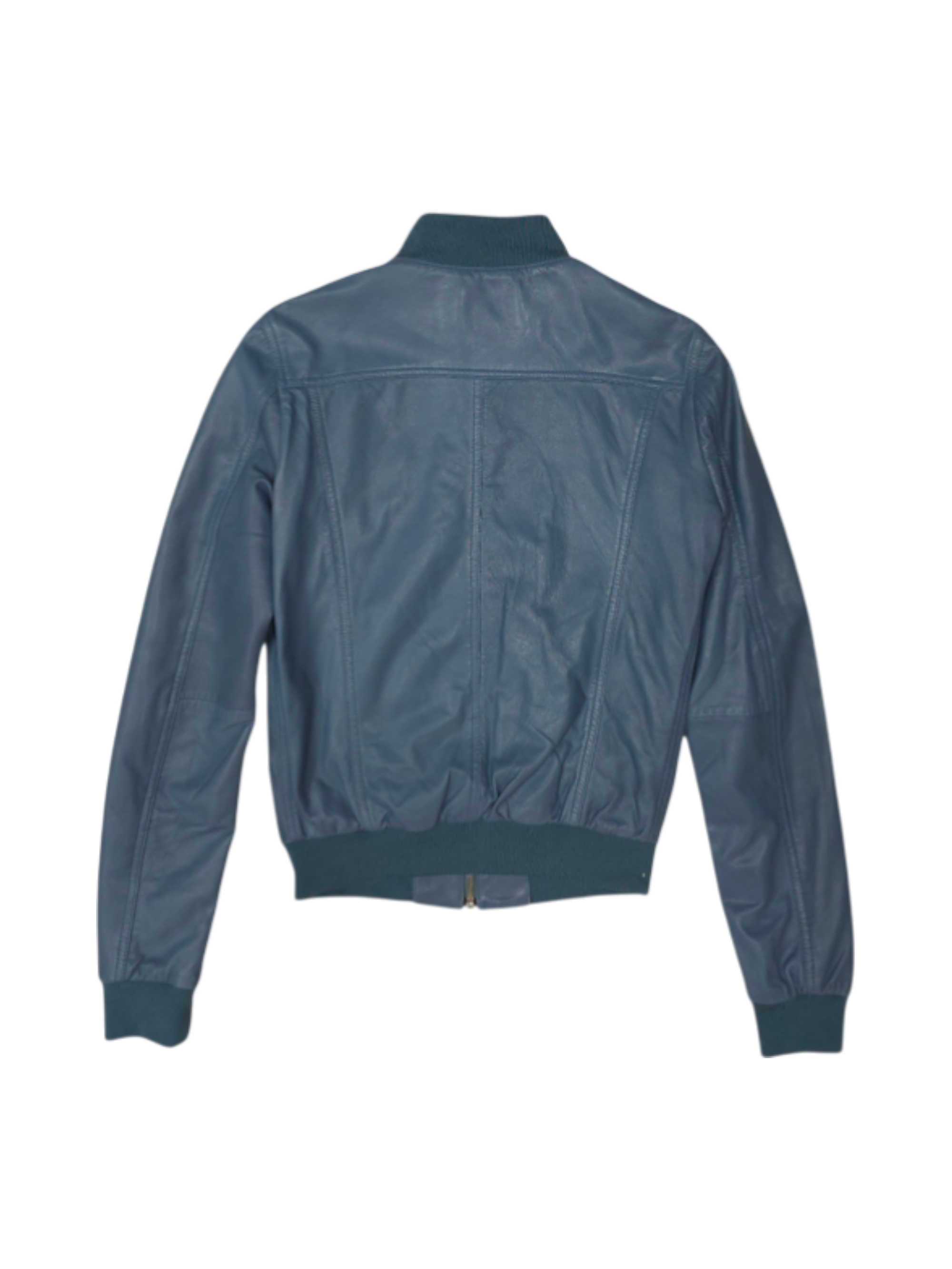 Bomber in Pelle Blu Avio