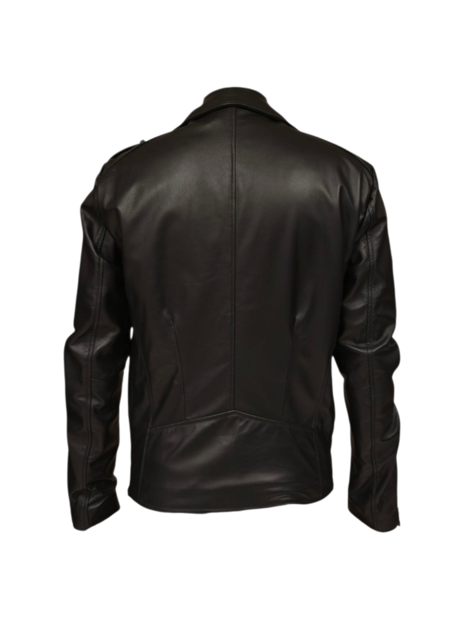 Chiodo Nero in Pelle con Metallo Brunito