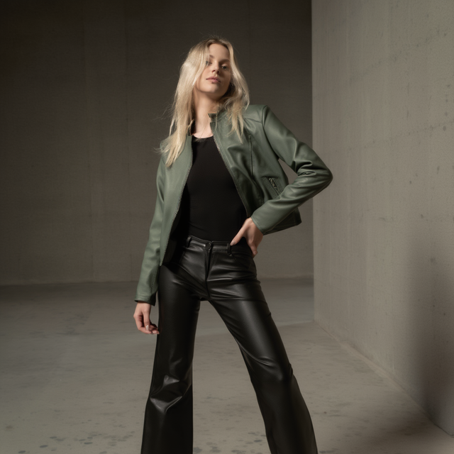 Giubbino in Pelle Elasticizzato Foresta