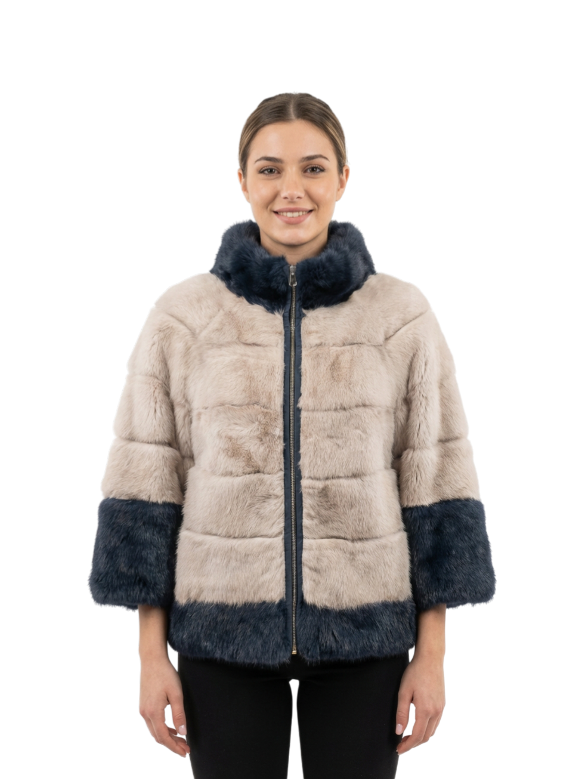 Giubbino in Lapin Bicolor Reversibile