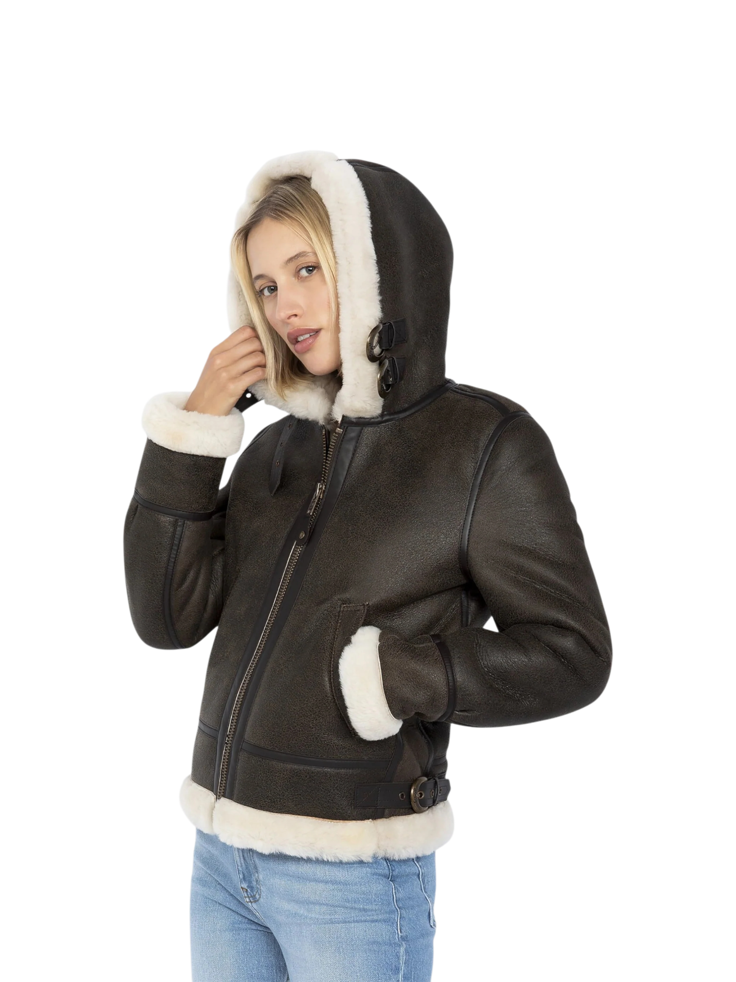 Montone Schott LCW1257H Brown con Cappuccio