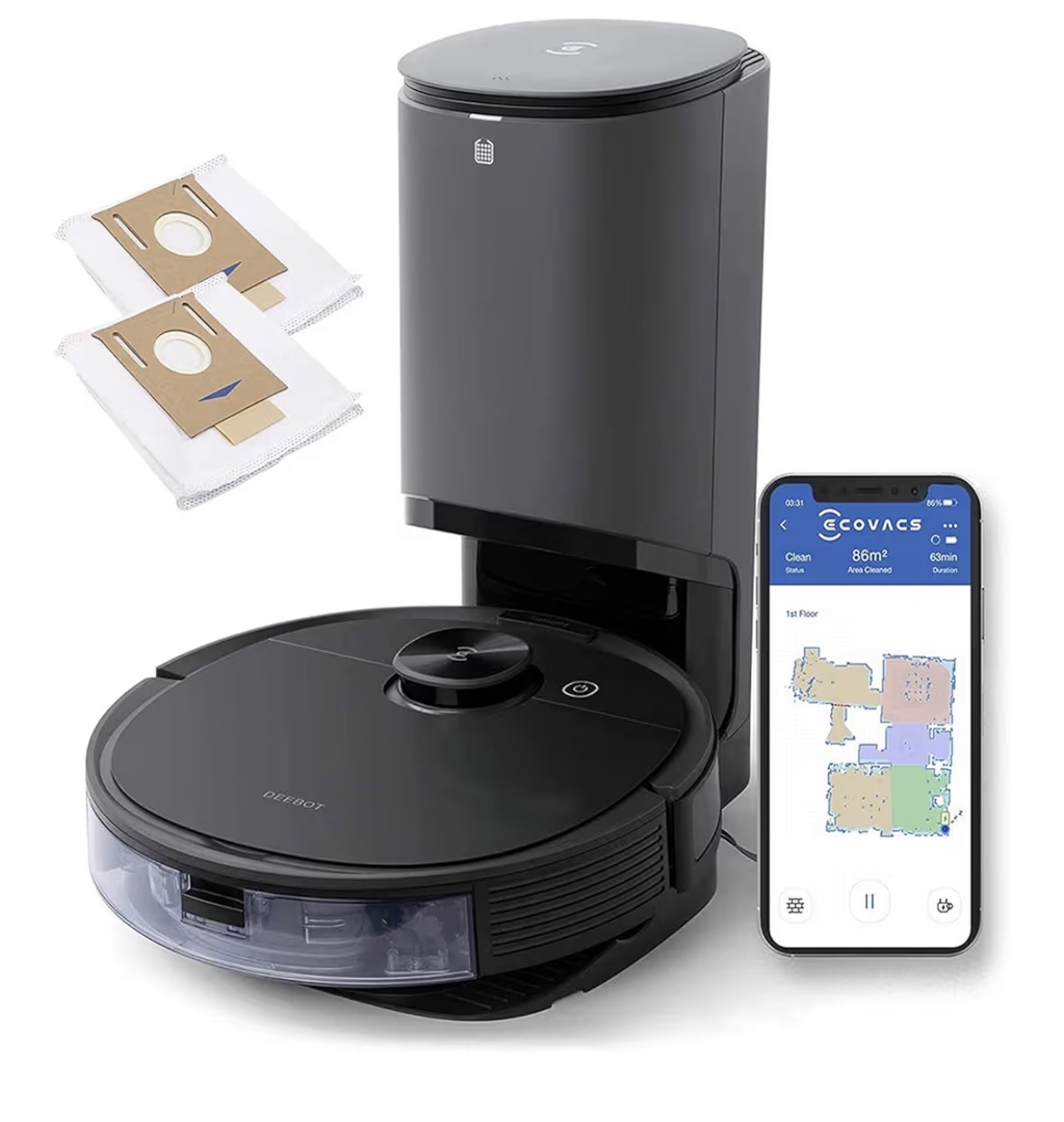 ECOVACS N8+ Vacuum & Mop Robot with Laser Mapping and Auto-Empty Station