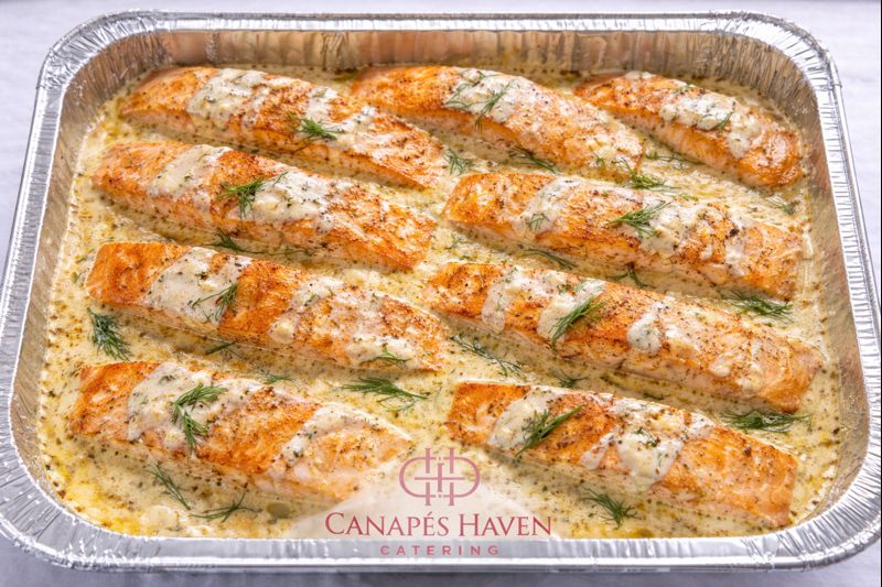 Creamy Baked Salmon Fillets Tray