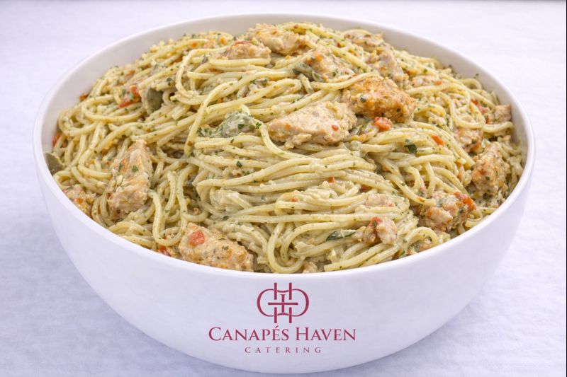Creamy Pesto Chicken Spaghetti