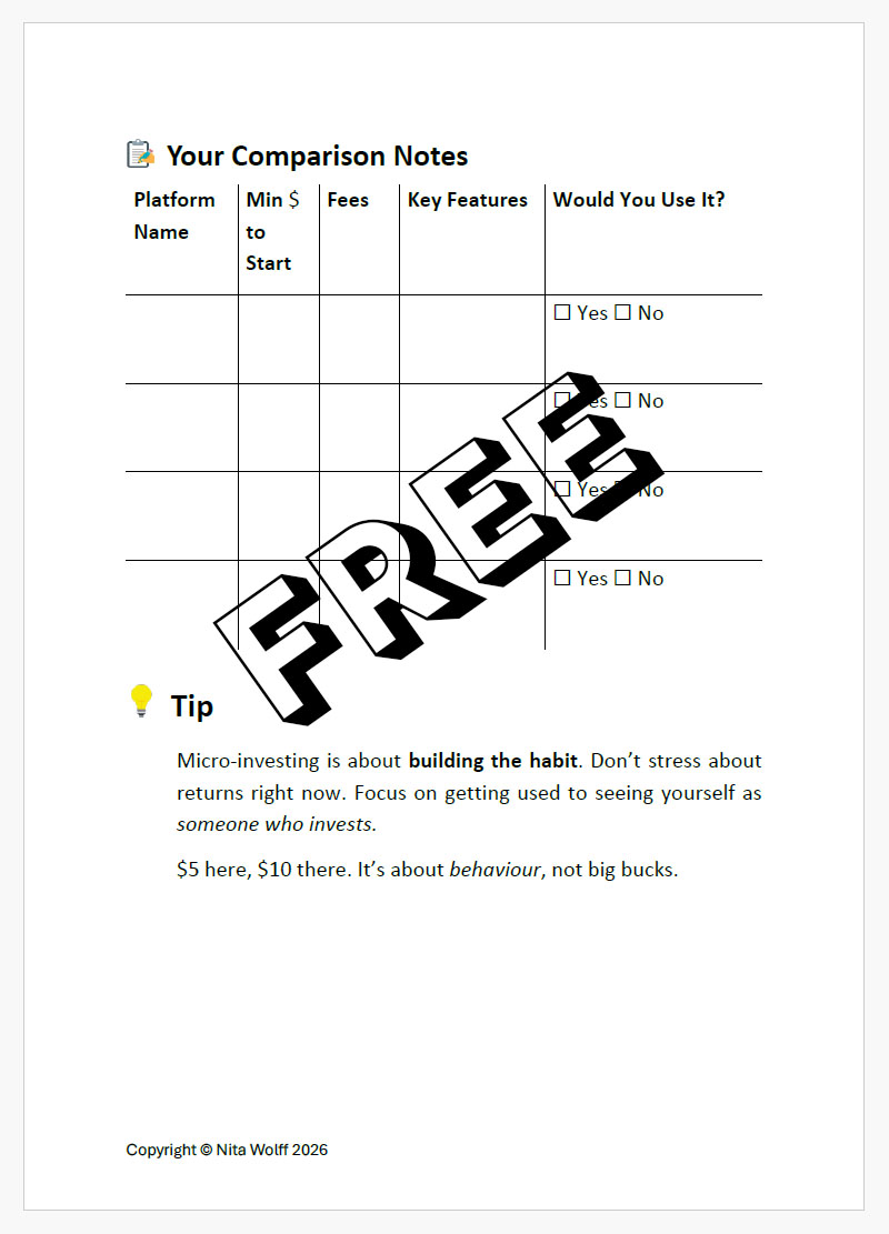 Micro-Investing Comparison Worksheet - PDF