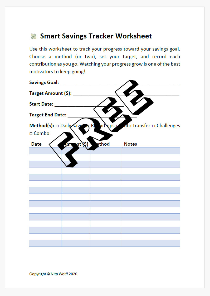 Smart Savings Tracker Worksheet - PDF