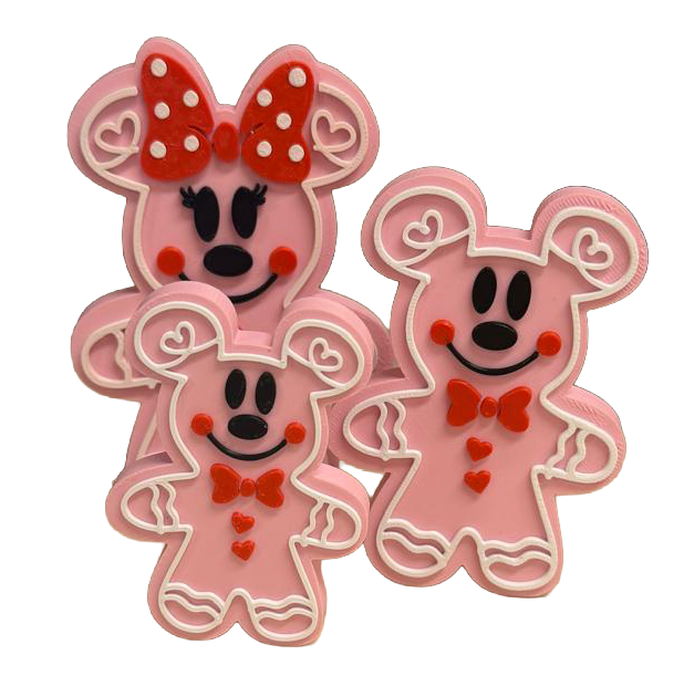 Mickey  Valentine's Day Pink Gingerbread Decorations