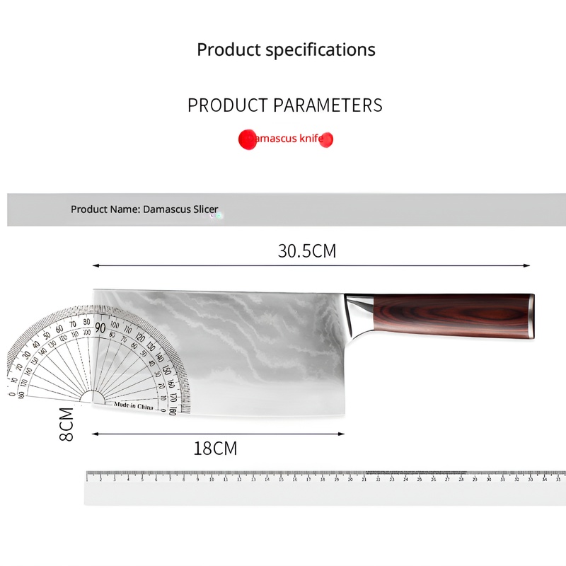 Professional 2-Piece Damascus Steel Kitchen Knife Set - Chef Knife & Chinese Cleaver