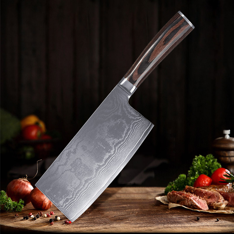 Professional Damascus Steel Chinese Cleaver - Ultra Sharp Kitchen Vegetable & Meat Slicing Knife