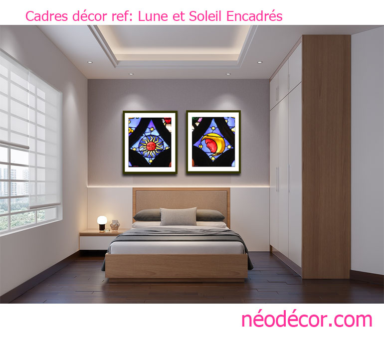 Cadres décor  ref : Soleil + Lune = la paire encadrée