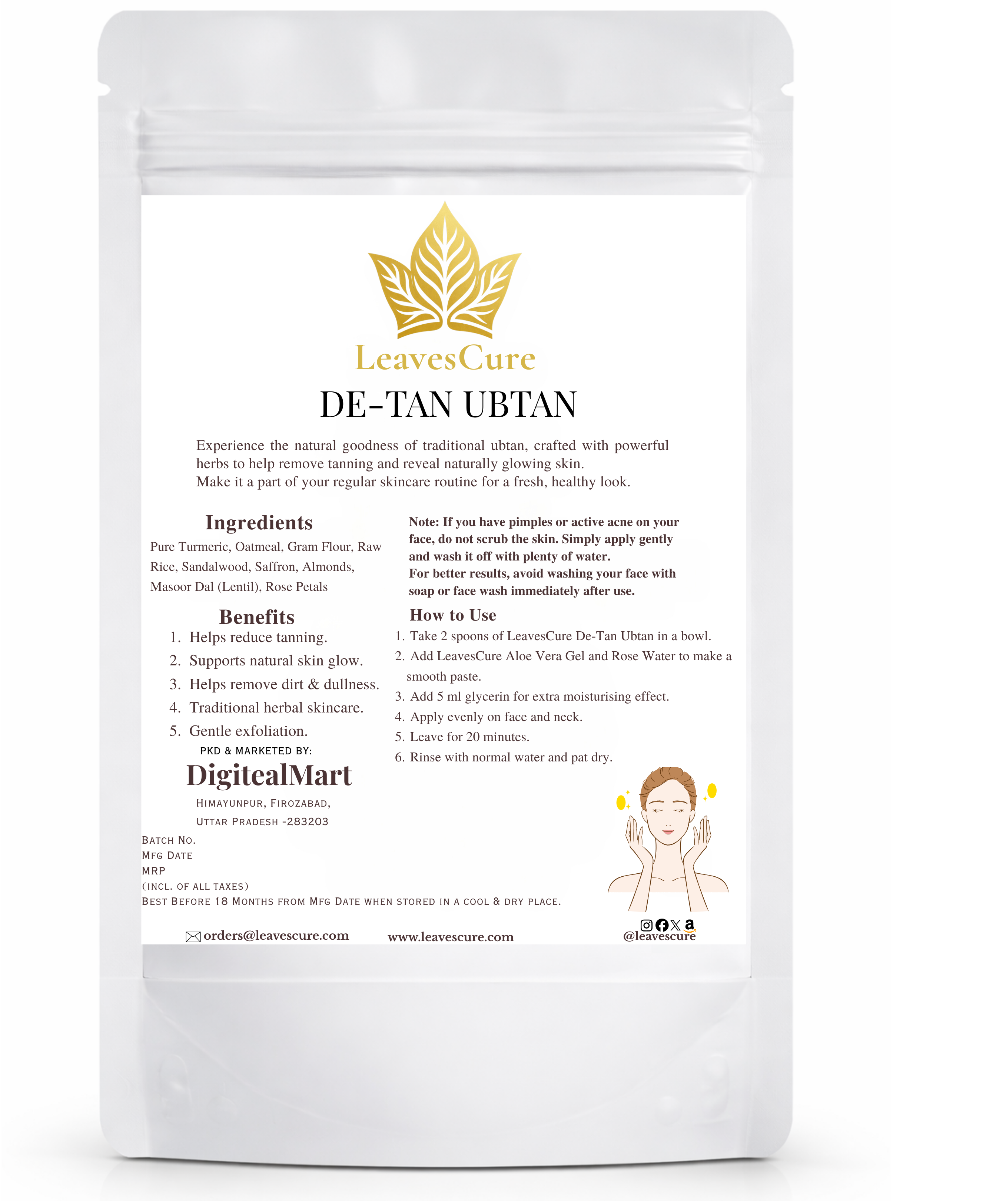 LeavesCure De-Tan Ubtan