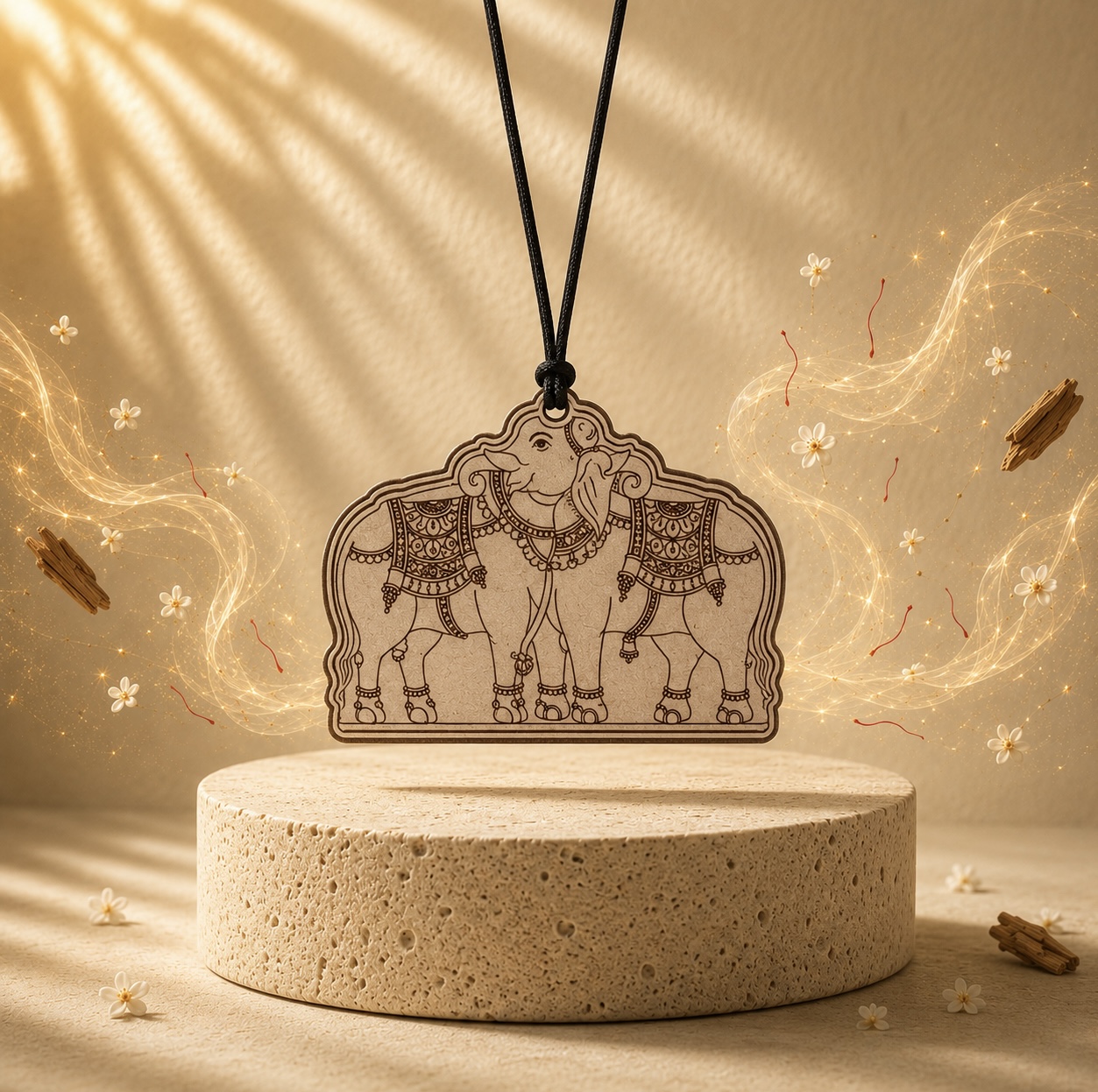 Bull × Gaja Sacred Duality | Premium Aromatic Car Hanging